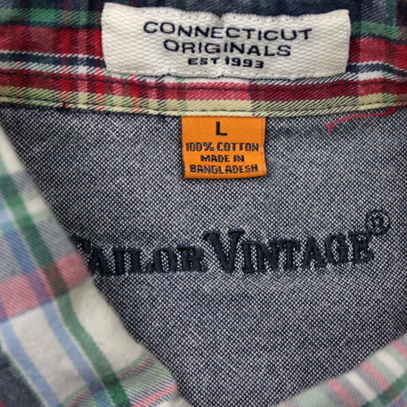 Vintage Tailor Vintage Shirt Men Large Red/Blue Flip Cuff 100% Cotton Long Sleeve Button Size US L / EU 52-54 / 3 - 5 Thumbnail