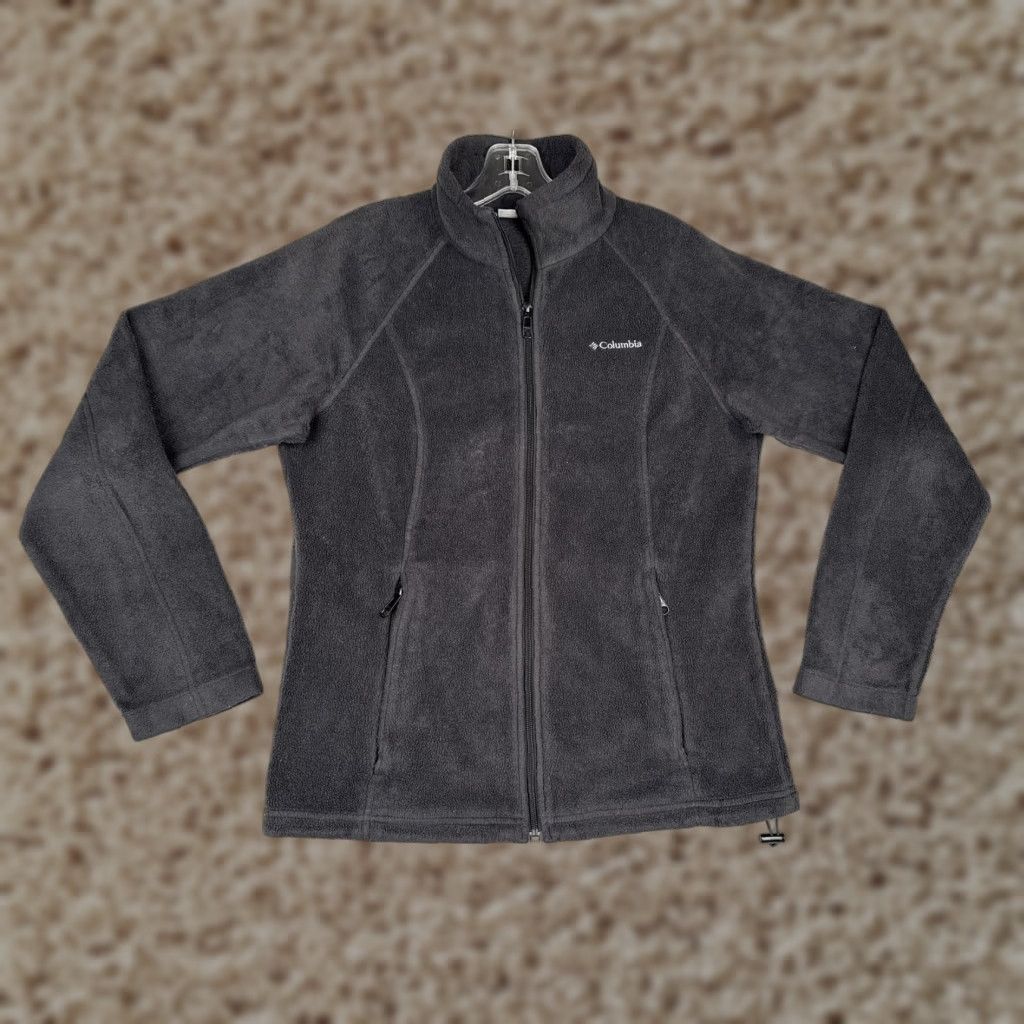 Vintage Columbia Fleece Jacket Womens Medium Gray Full Zip Outdoors Hiking Mock Neck Size M / US 6-8 / IT 42-44 - 1 Thumbnail