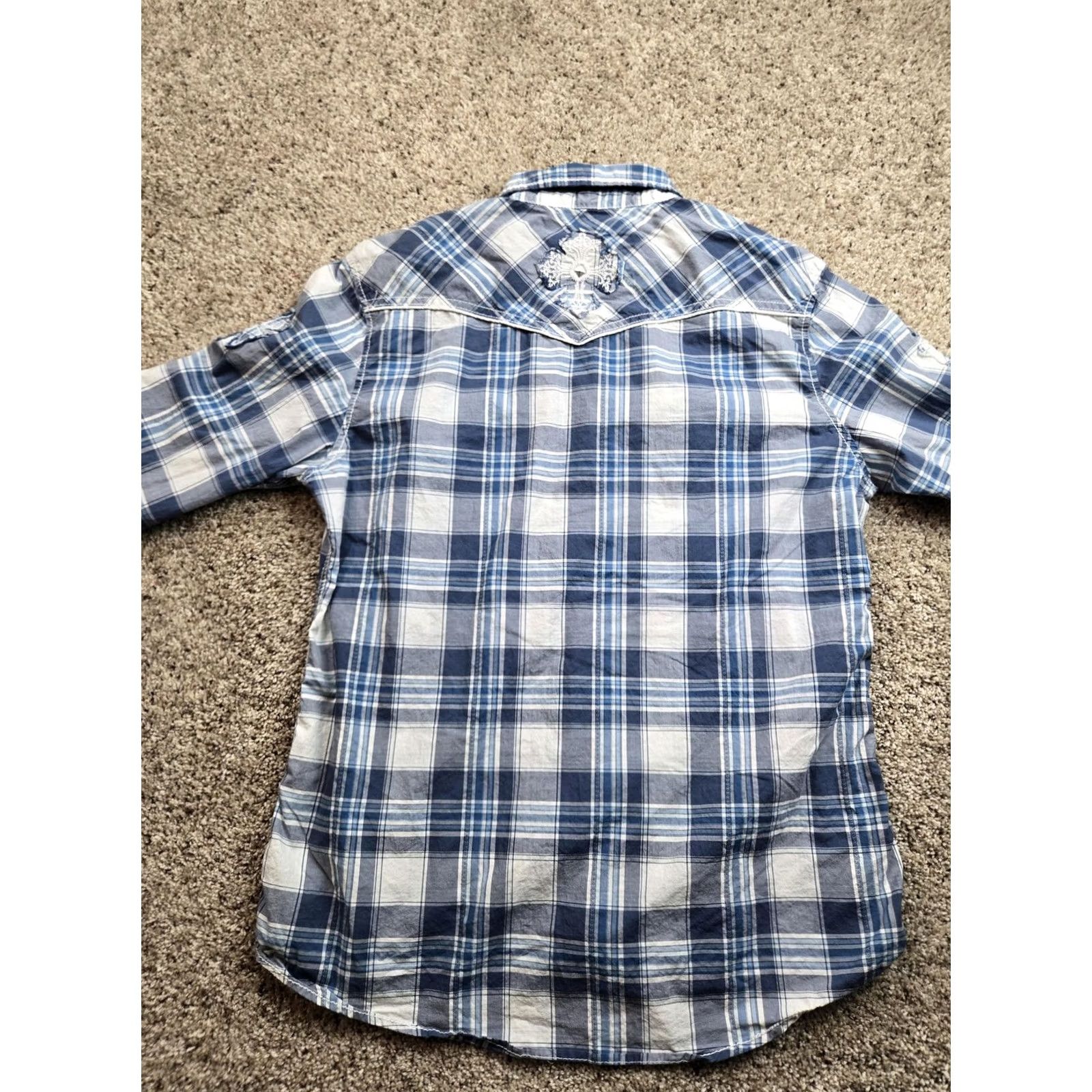 Buckle Black Buckle Black Label Shirt Mens XL Blue Plaid Long Sleeve Snap Front Slim Fit Size US XL / EU 56 / 4 - 7 Thumbnail