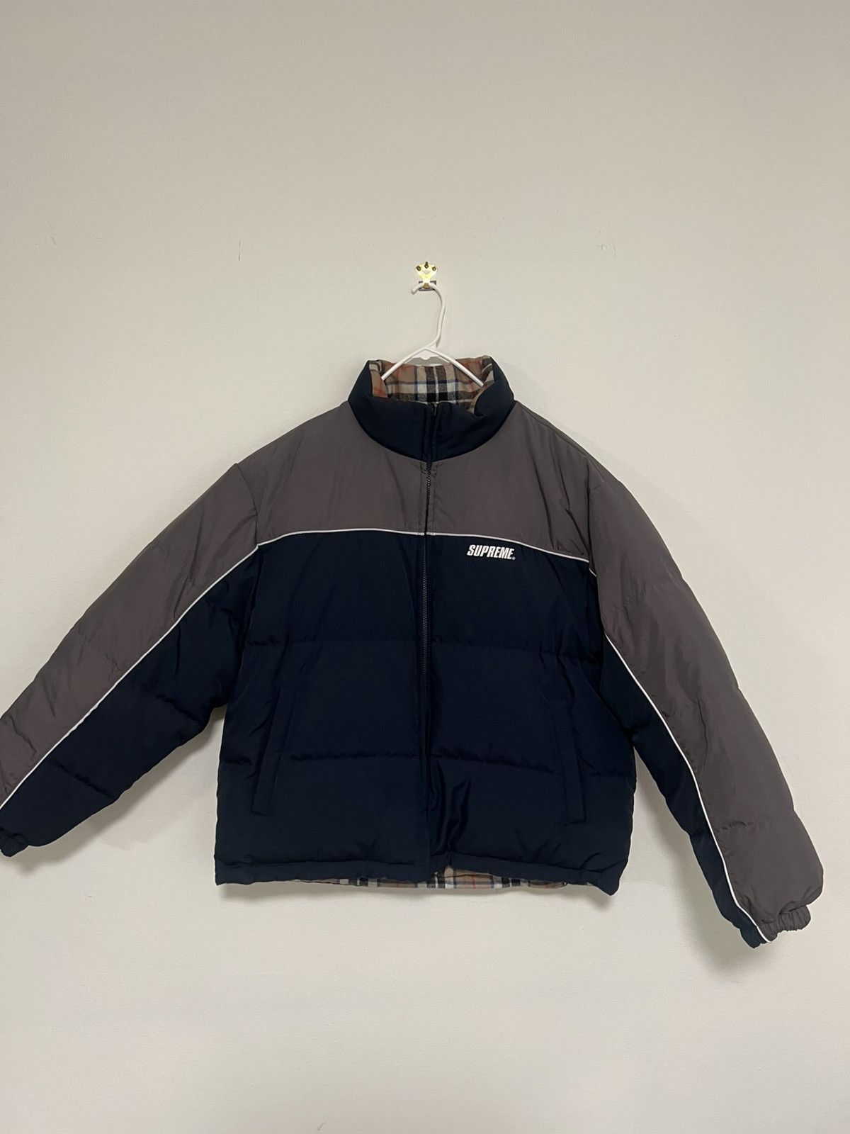 Supreme Supreme reversible navy puffer jacket | Grailed