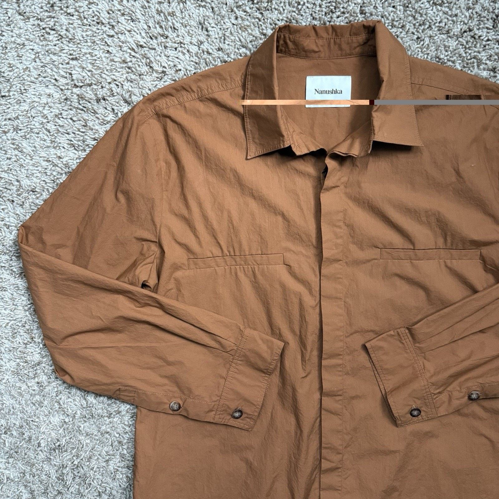Nanushka $520 Nanushka Tan Orange Damos Shirt Oversized Button Up Size US M / EU 48-50 / 2 - 5 Thumbnail