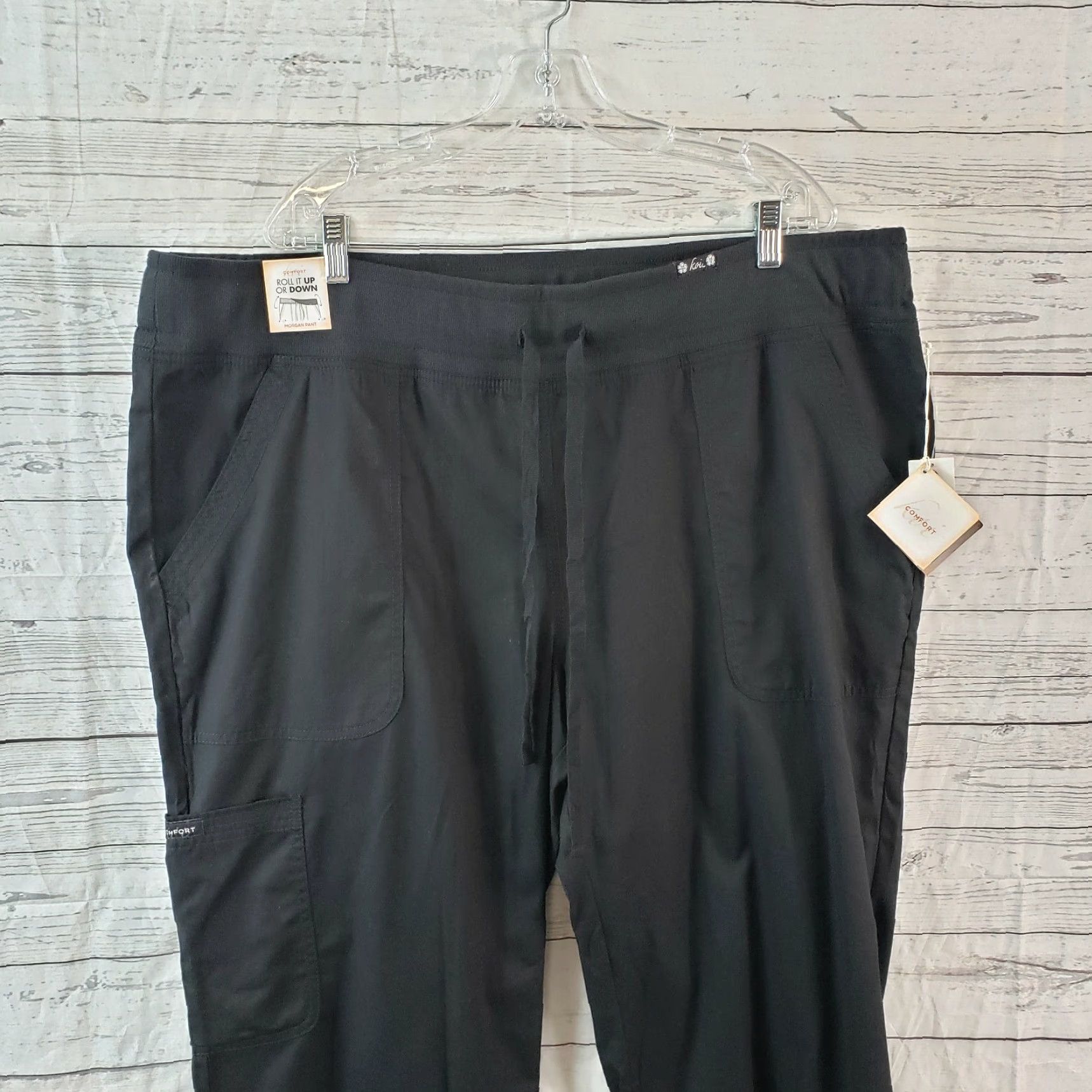 Koio Koi Womens Morgan Scrub Pants 3X Black - Solid Cotton Blend, 30" Inseam, Waist 22", Rise 13" - New with Tags, V2 Size 40" / US 18 - 2 Thumbnail