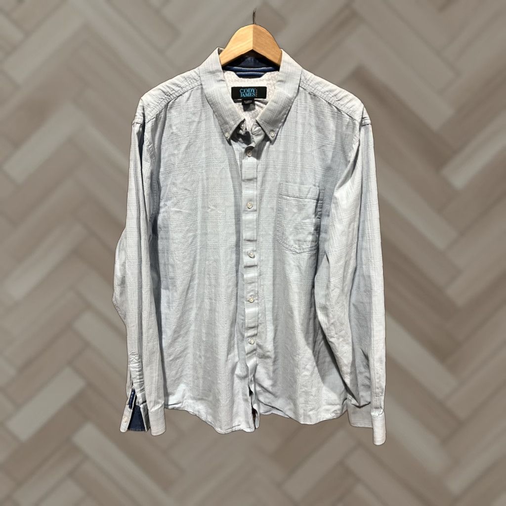 Cody James Cody James Core Shirt Men's XL Button-Up Long Sleeve Blue Casual Check Pattern Knit Cotton-Polyester Size US XL / EU 56 / 4 - 1 Thumbnail