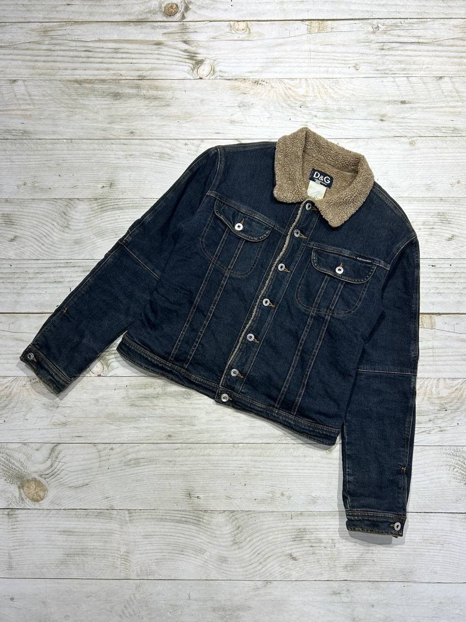 Dolce & Gabbana Vintage Dolce Gabbana Denim Jacket Sherpa Y2K Size L / US 10 / IT 46 - 1 Thumbnail