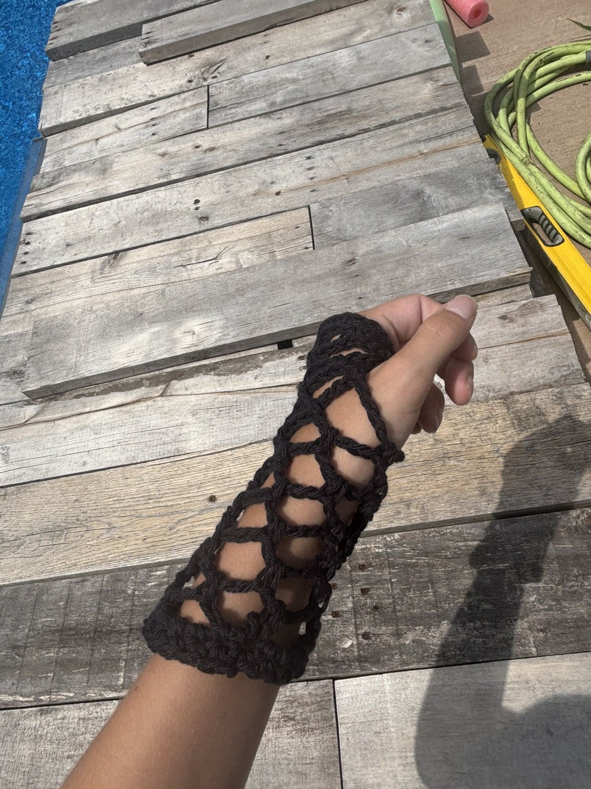 Handmade Crochet Fishnet Fingerless Gloves Size ONE SIZE - 10 Thumbnail