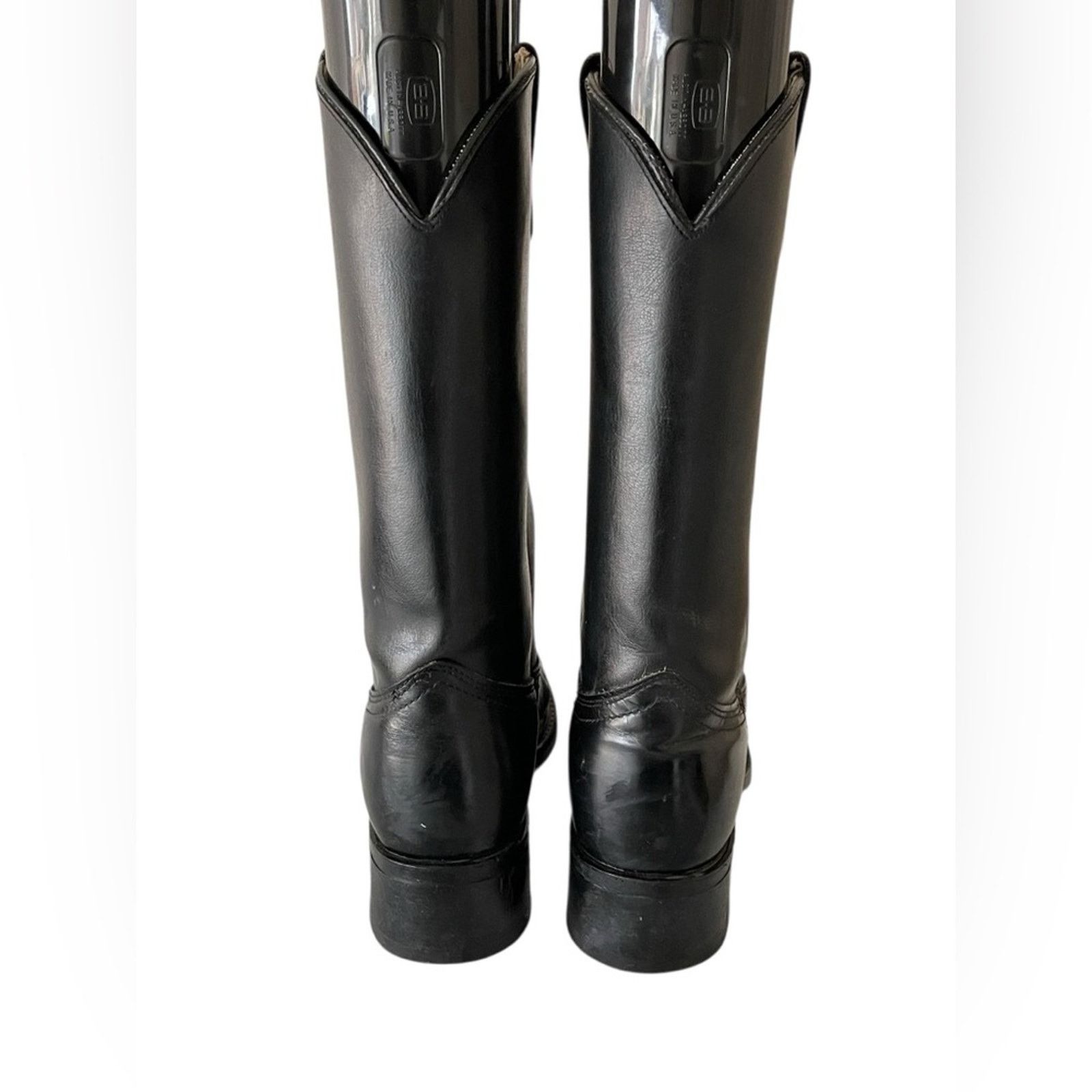 Justin Boots vintage Justin men's black leather roper boots, size 8 D Size US 8 / EU 41 - 6 Thumbnail