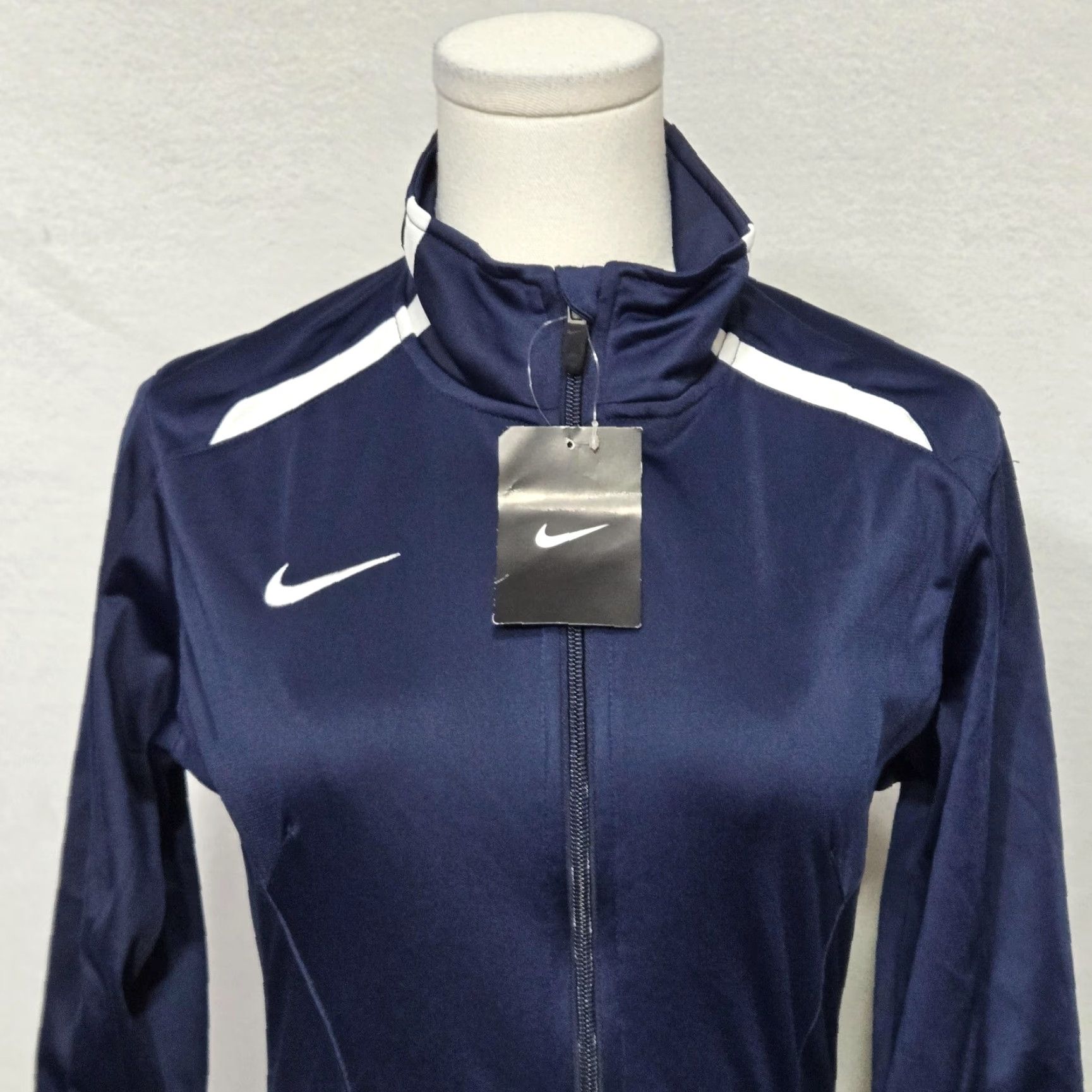 Nike Nike Jacket Womens XS Navy Track Training Full Zip Swoosh White Stripe 598585 Size XS / US 0-2 / IT 36-38 - 3 Thumbnail