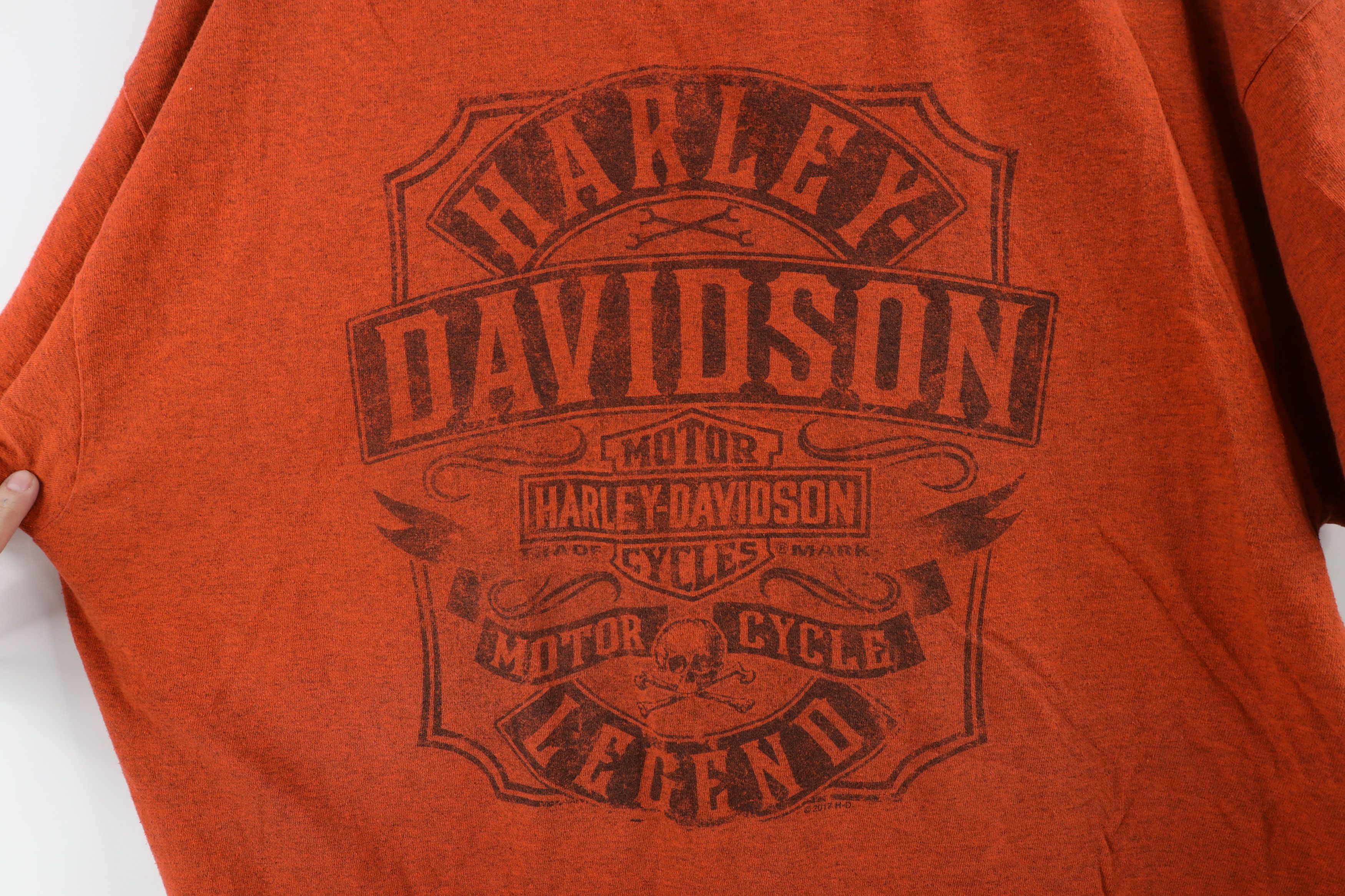 Harley Davidson × Vintage Vintage Y2K Harley Davidson t Skull T-Shirt Heather Orange Size US XXL / EU 58 / 5 - 4 Thumbnail