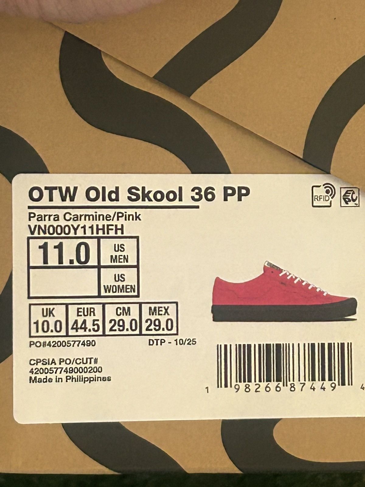 Parra Vans x Parra OTW Old Skool 36 Size 11 “PINK CARMINE” LIMITED Size US 11 / EU 44 - 7 Thumbnail