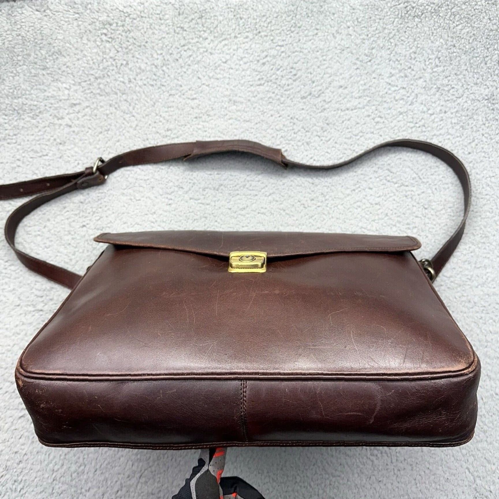 Eddie Bauer Eddie Bauer Genuine Leather Shell Mahogany Briefcase Bag 023-3299 Messenger Bag Mens Briefcase Leather Bag Size ONE SIZE - 6 Thumbnail