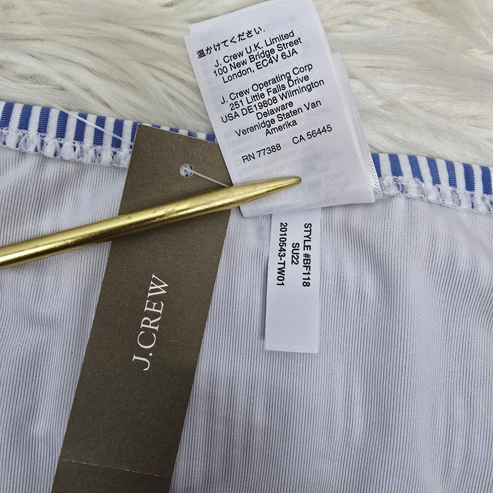 J.Crew NWT J Crew Tie High-Rise Bikini Bottom Seersucker 3X Striped Size ONE SIZE - 9 Thumbnail