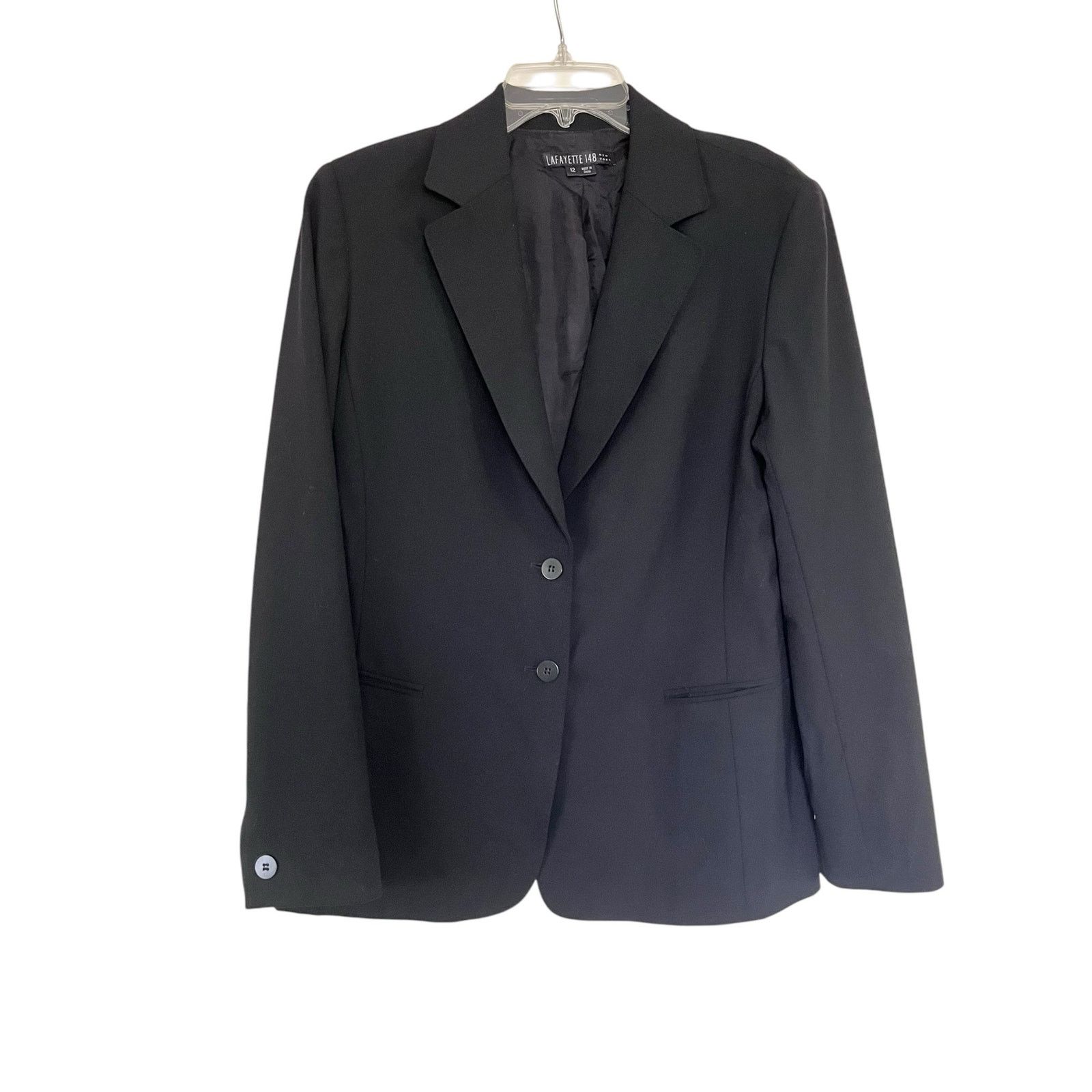 Lafayette 148 Lafayette 148 Black Wool Blend Single Breasted Blazer Size XL / US 12-14 / IT 48-50 - 1 Thumbnail