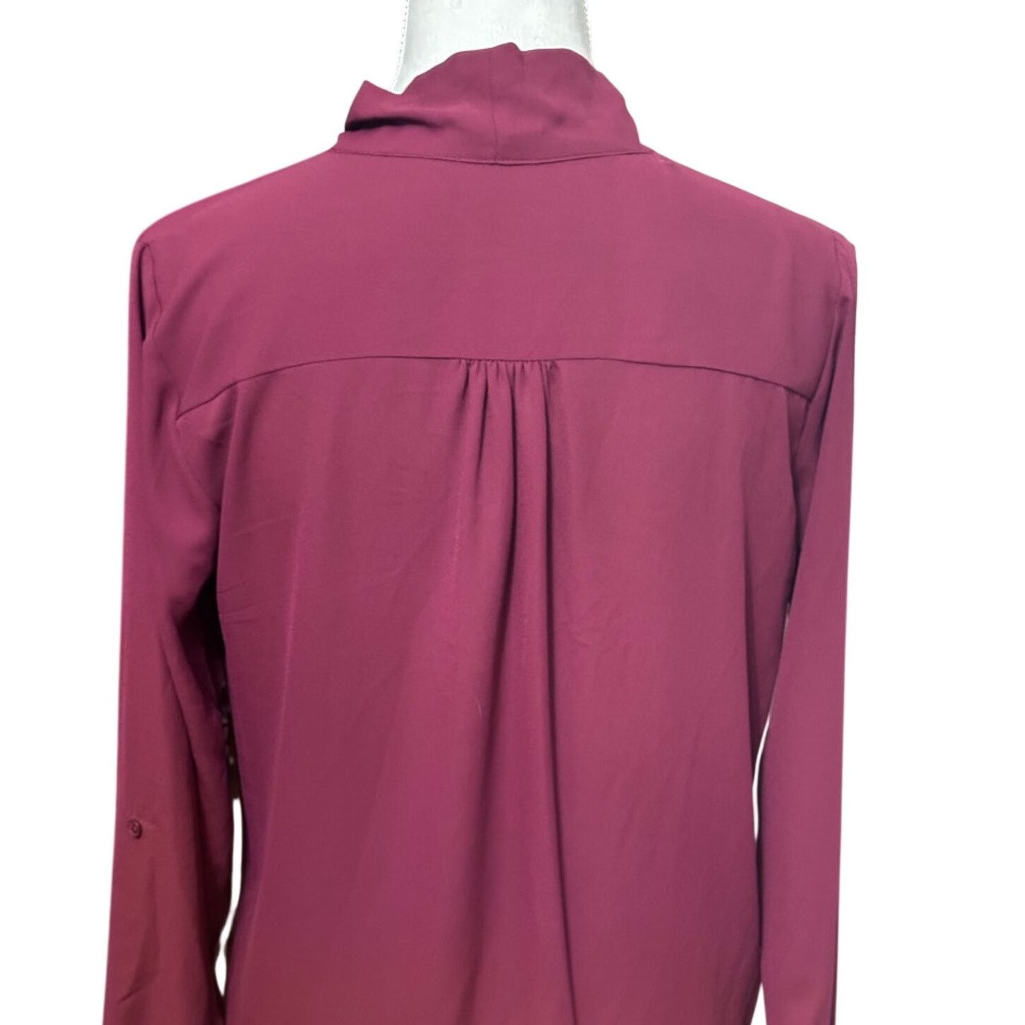 Other Pleione Blouse Purple Crepe Long Sleeve V Neck Faux Wrap XS Size XS / US 0-2 / IT 36-38 - 5 Thumbnail