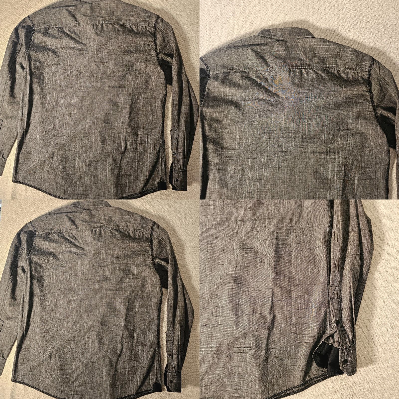 Marcs Marc Ecko Shirt Adult XL Gray Geo Plaid Button-Up Long Sleeve Casual Collared Cotton Mens Size US XL / EU 56 / 4 - 8 Thumbnail