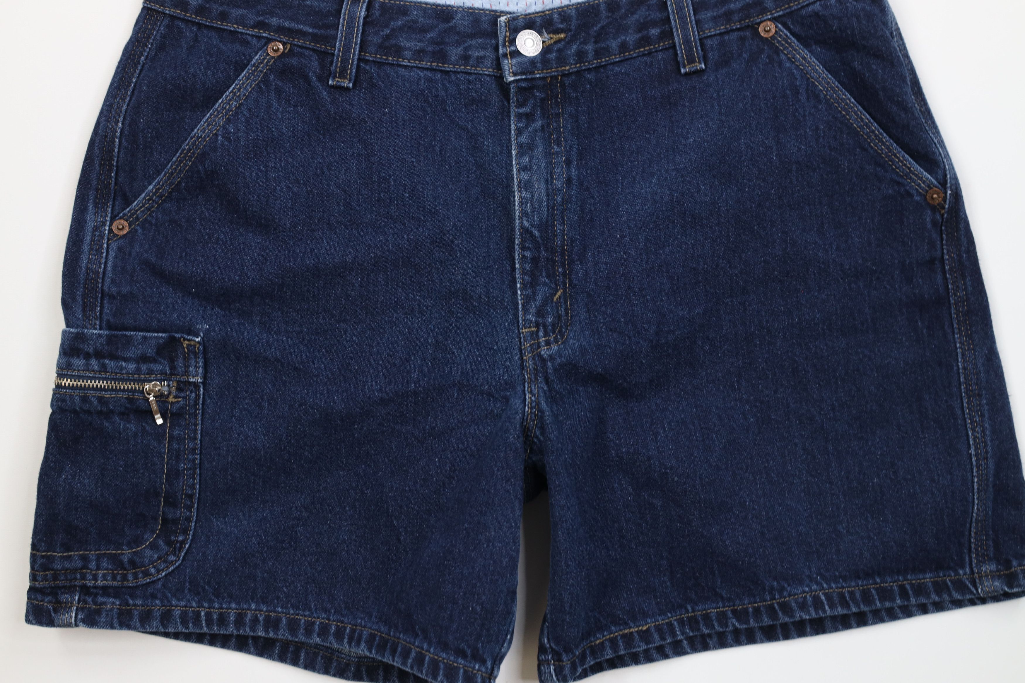 Levi's Vintage Y2K 2002 Levis Baggy Relaxed Denim Cargo Shorts Size 38" / US 16 / IT 52 - 3 Thumbnail