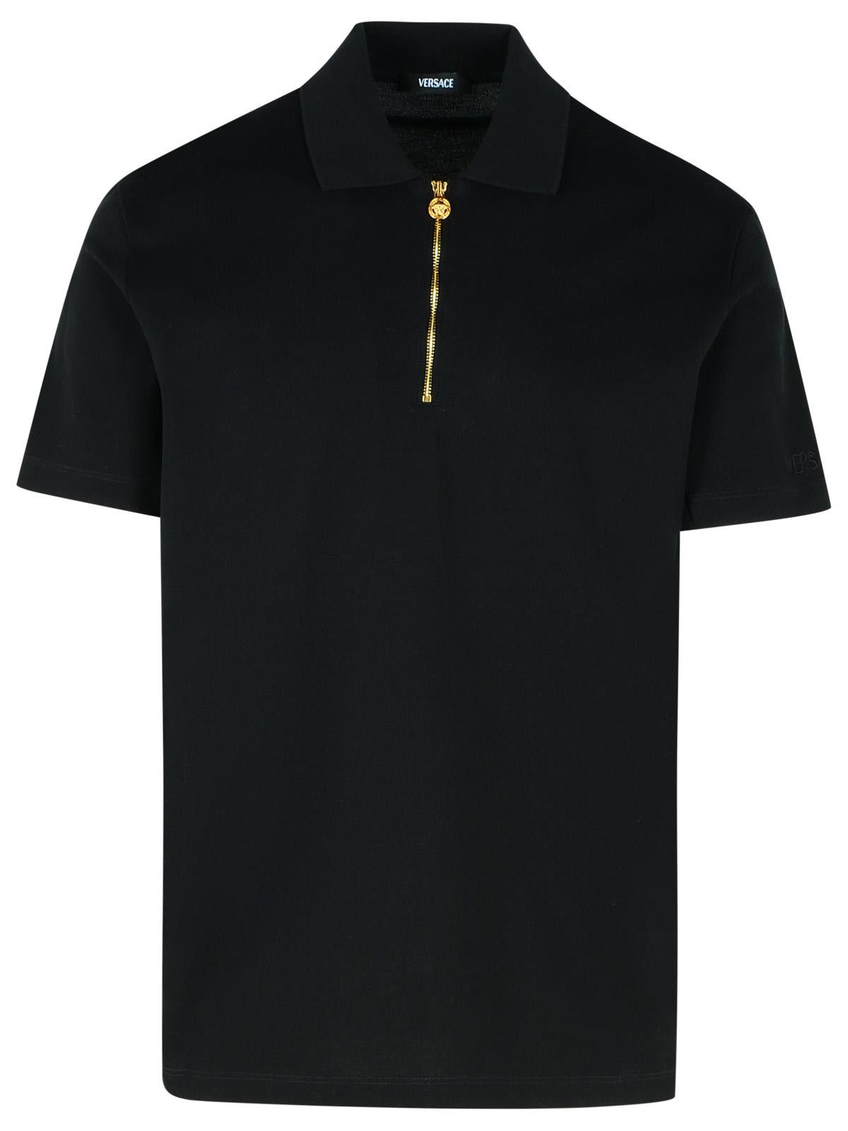 Tシャツ・カットソー VERSACE SS25 Black piquet polo shirt (10139061A12345 1B000) Versace Black Piquet Polo Shirt | Grailed