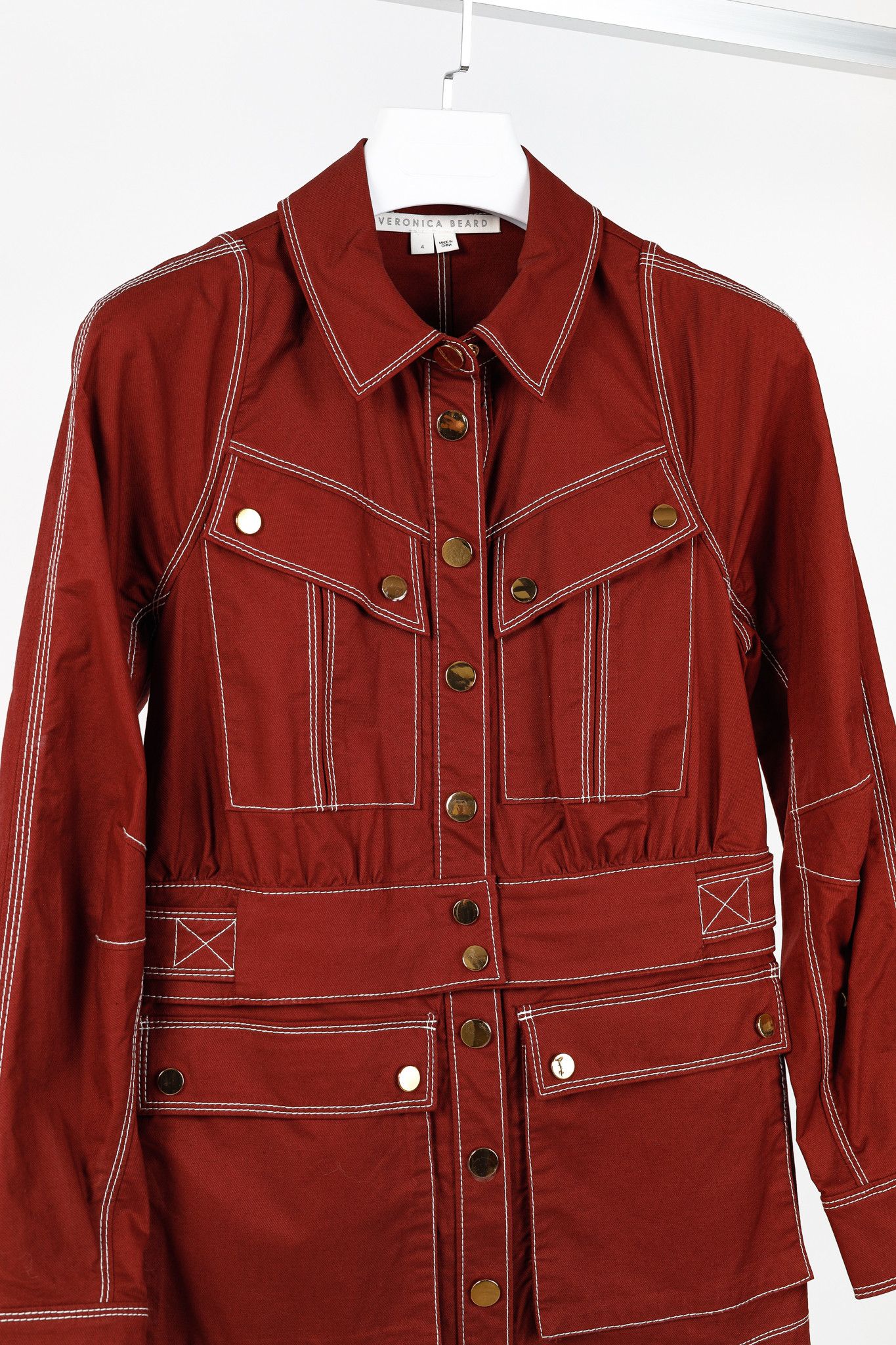 Veronica Beard Veronica Beard Keswick Topstitched Cotton-Twill Jacket Size S / US 4 / IT 40 - 5 Thumbnail