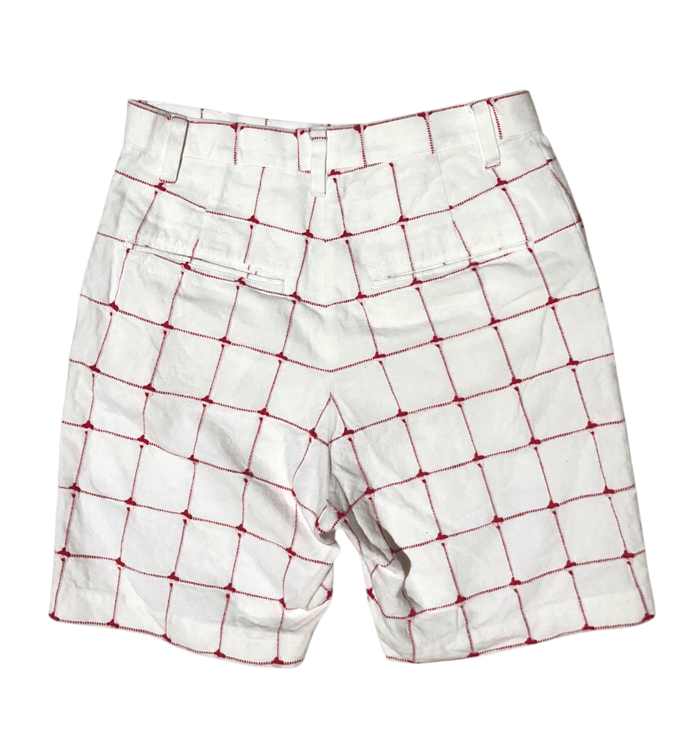Ne-Net Japanese Brand Issey Miyake Né-net Red Grid Stitched Size 28" / US 6 / IT 42 - 10 Thumbnail
