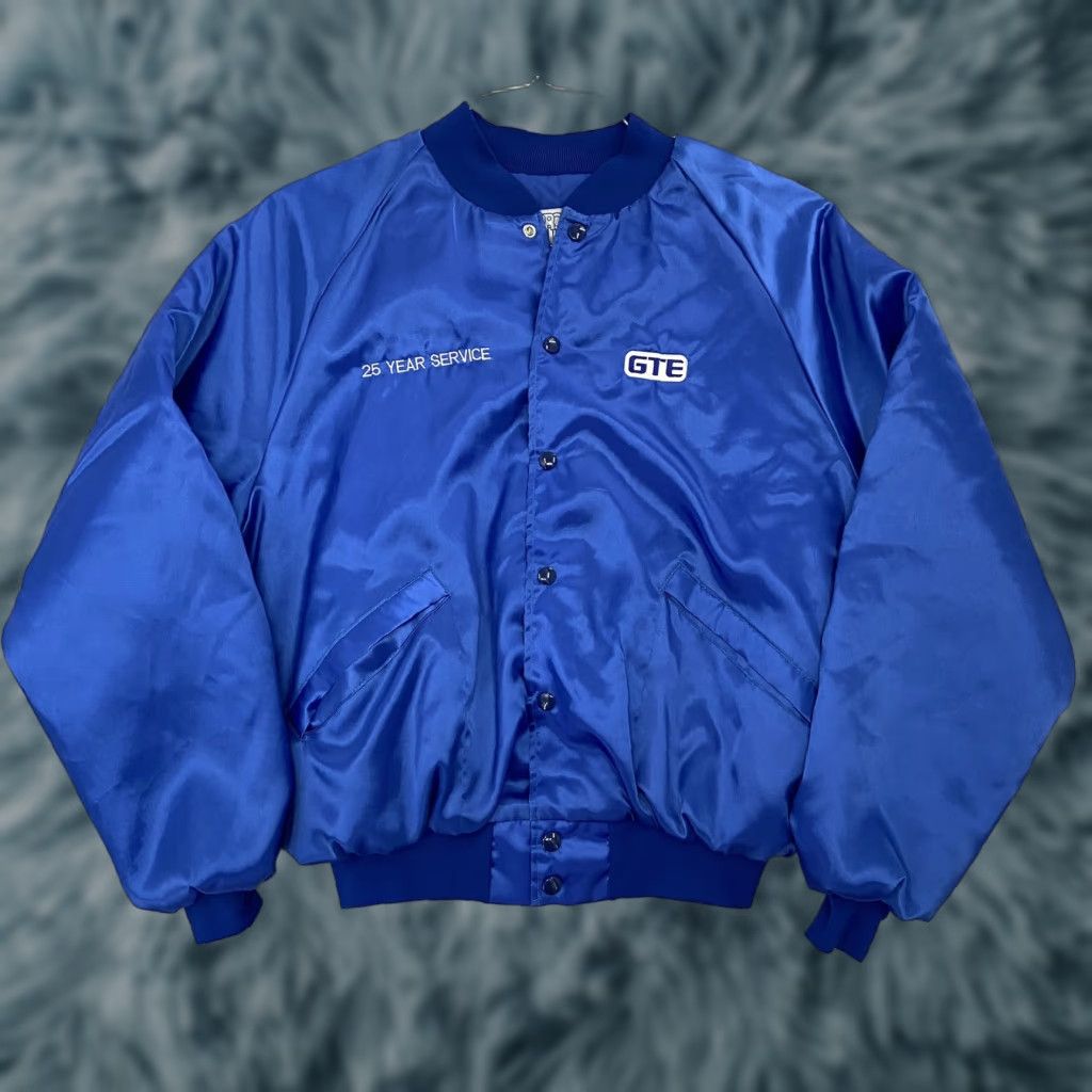 VINTAGE King Louie Bomber Jacket Adult Large Button Snap GTE Blue Union Mens L