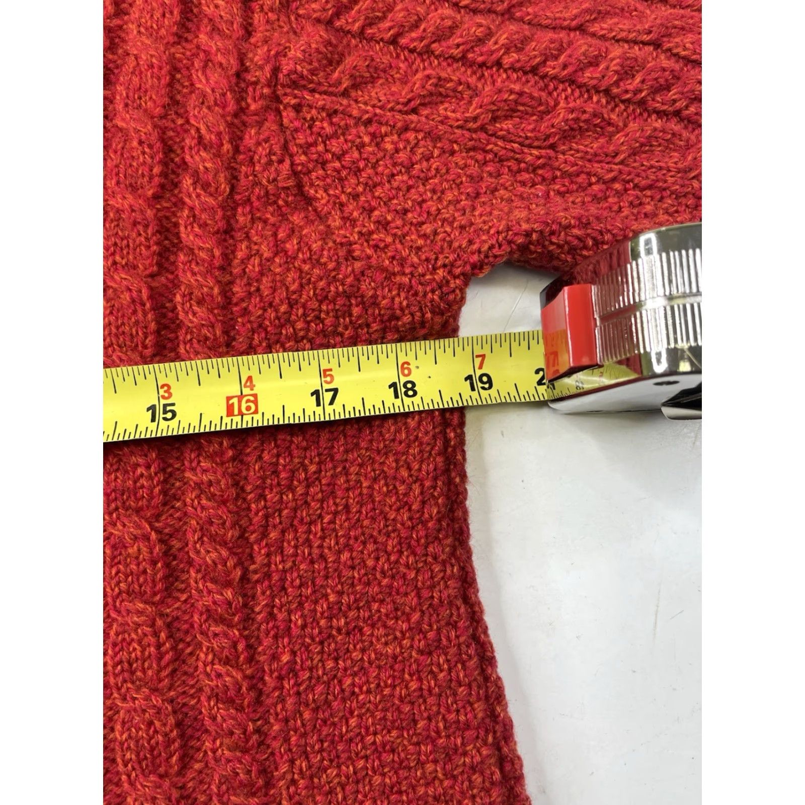 Vintage Inis Crafts Cardigan Sweater Womens M Red Ireland Wool Knit Full Zip Hooded Size M / US 6-8 / IT 42-44 - 6 Thumbnail