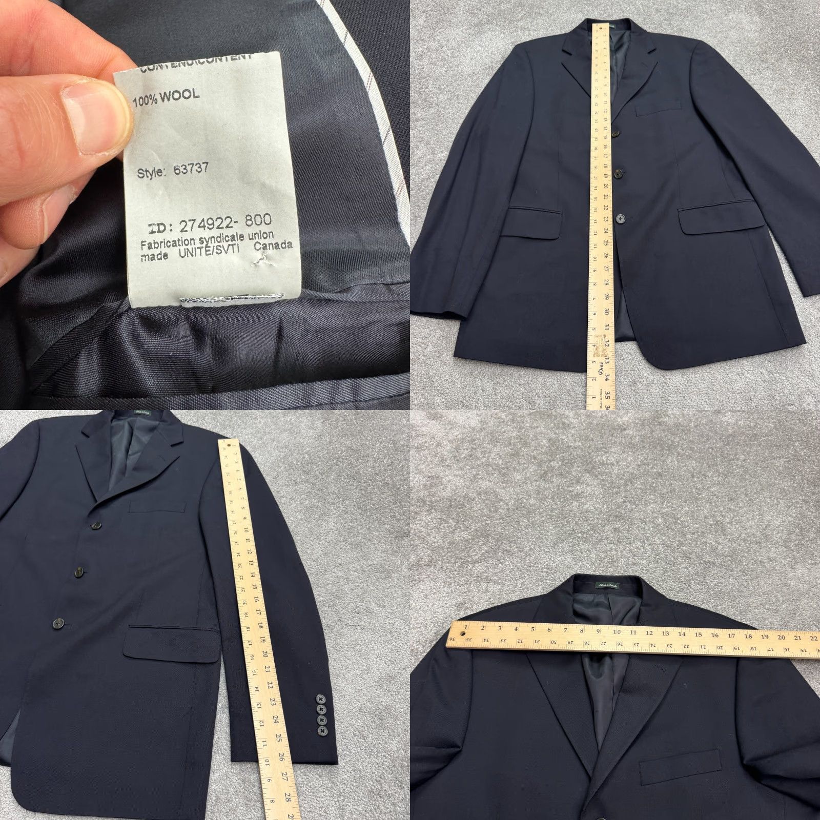 J.Crew J.Crew Blazer Mens 42L Navy Blue Wool Suit Sport Coat Classic Workwear Size 42L - 8 Thumbnail