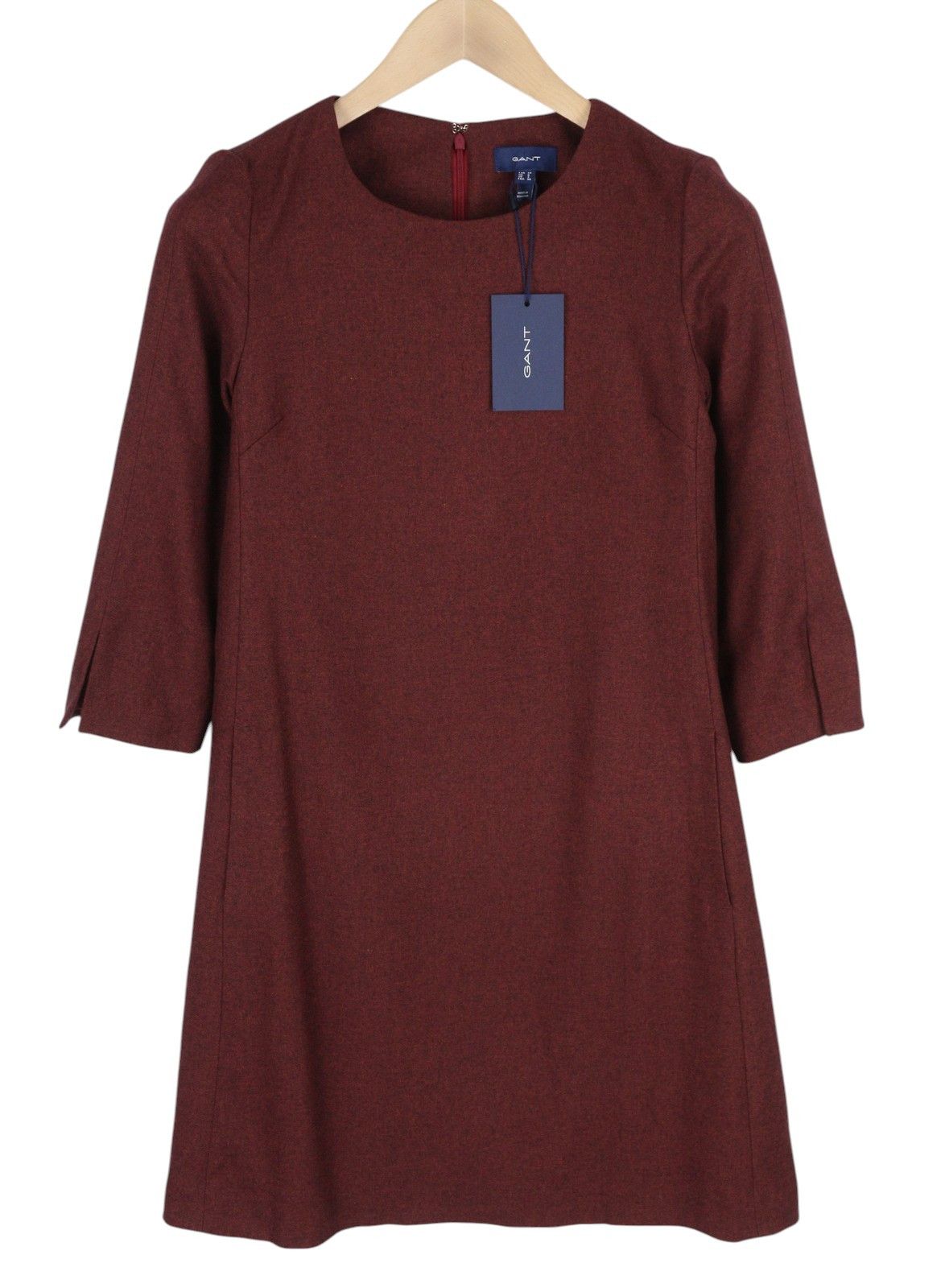 Gant WASHABLE STR WOOL EU36 Burgundy 3/4 Sleeve Dress 85199 Size S / US 4 / IT 40 - 1 Thumbnail