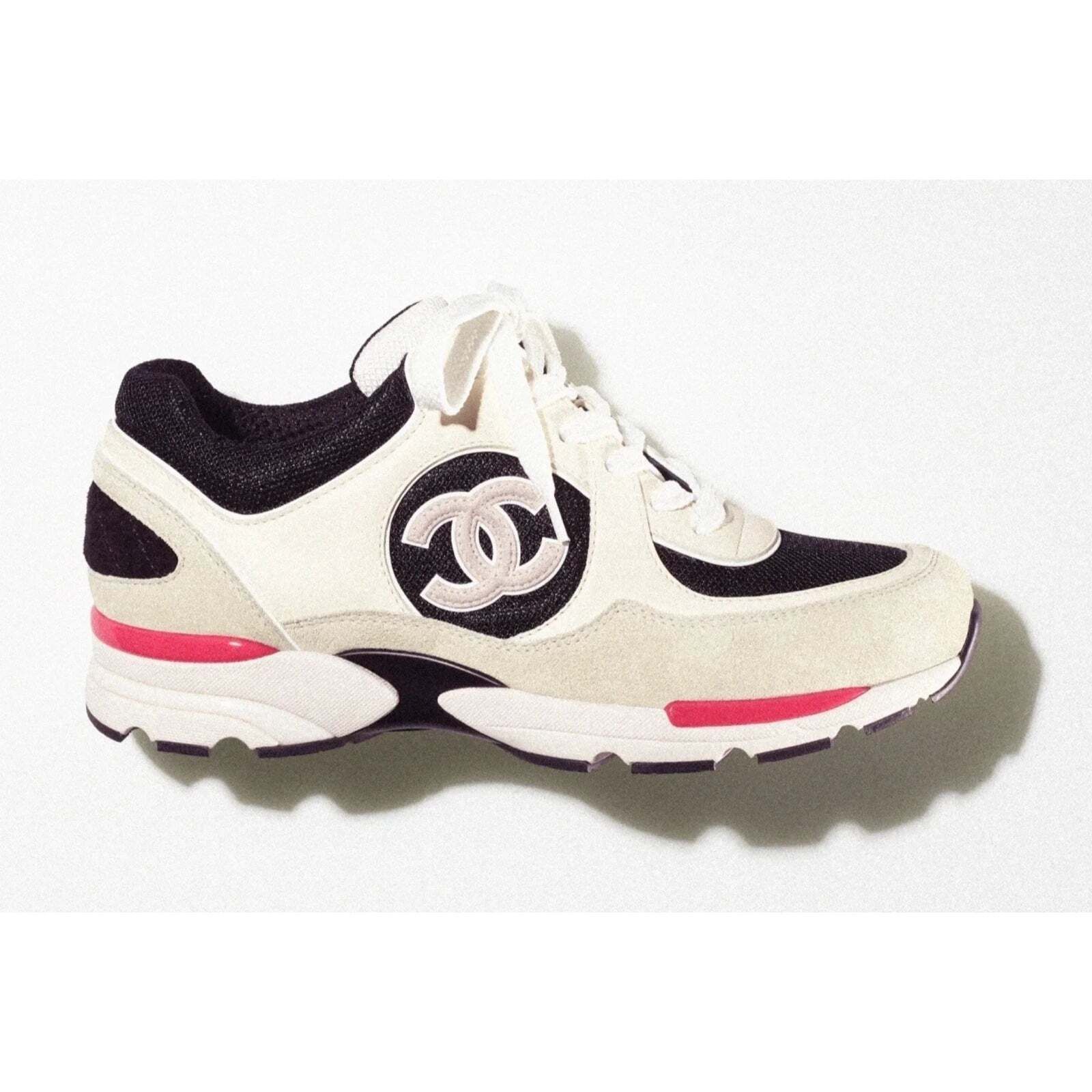 Chanel Chanel 22S Ivory Red Mesh CC Logo Tie Flat Runner Sneaker 41 Size US 11 / IT 41 - 1 Thumbnail