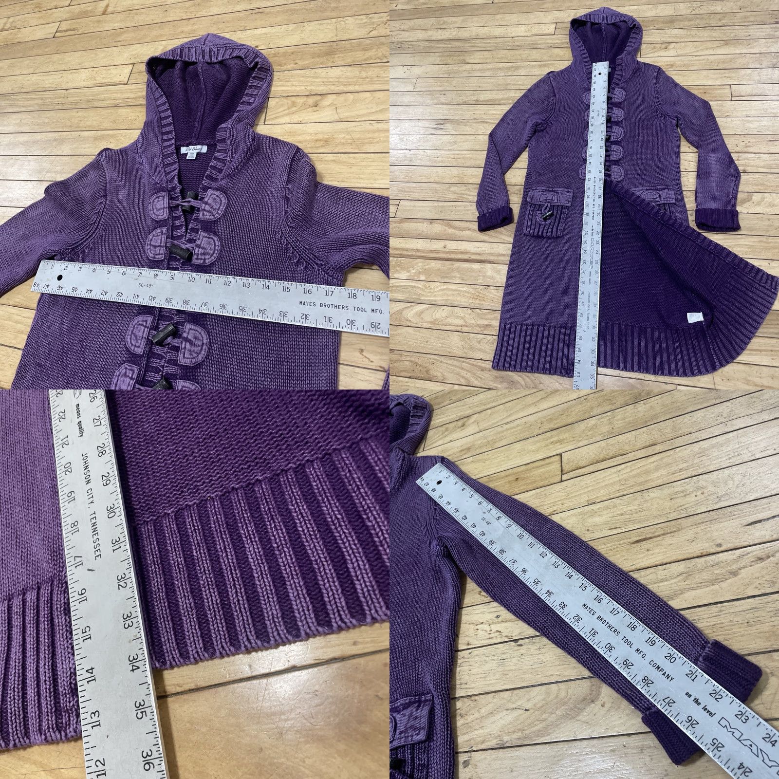 Vintage VINTAGE PBJ Blues Hoodie Cardigan Women S Knit Duster Purple Y2k Boho Long Line Crochet Wood Clasp Adjustable Boutique Sweater Size S / US 4 / IT 40 - 8 Thumbnail