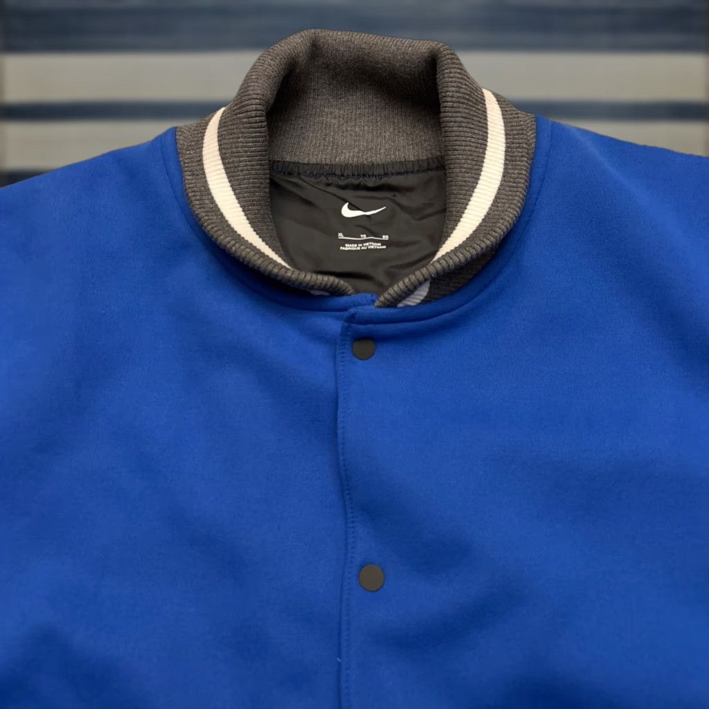 Nike Men Football Royal Blue Varsity Letterman Bomber XL Jacket DJ5971-493 30