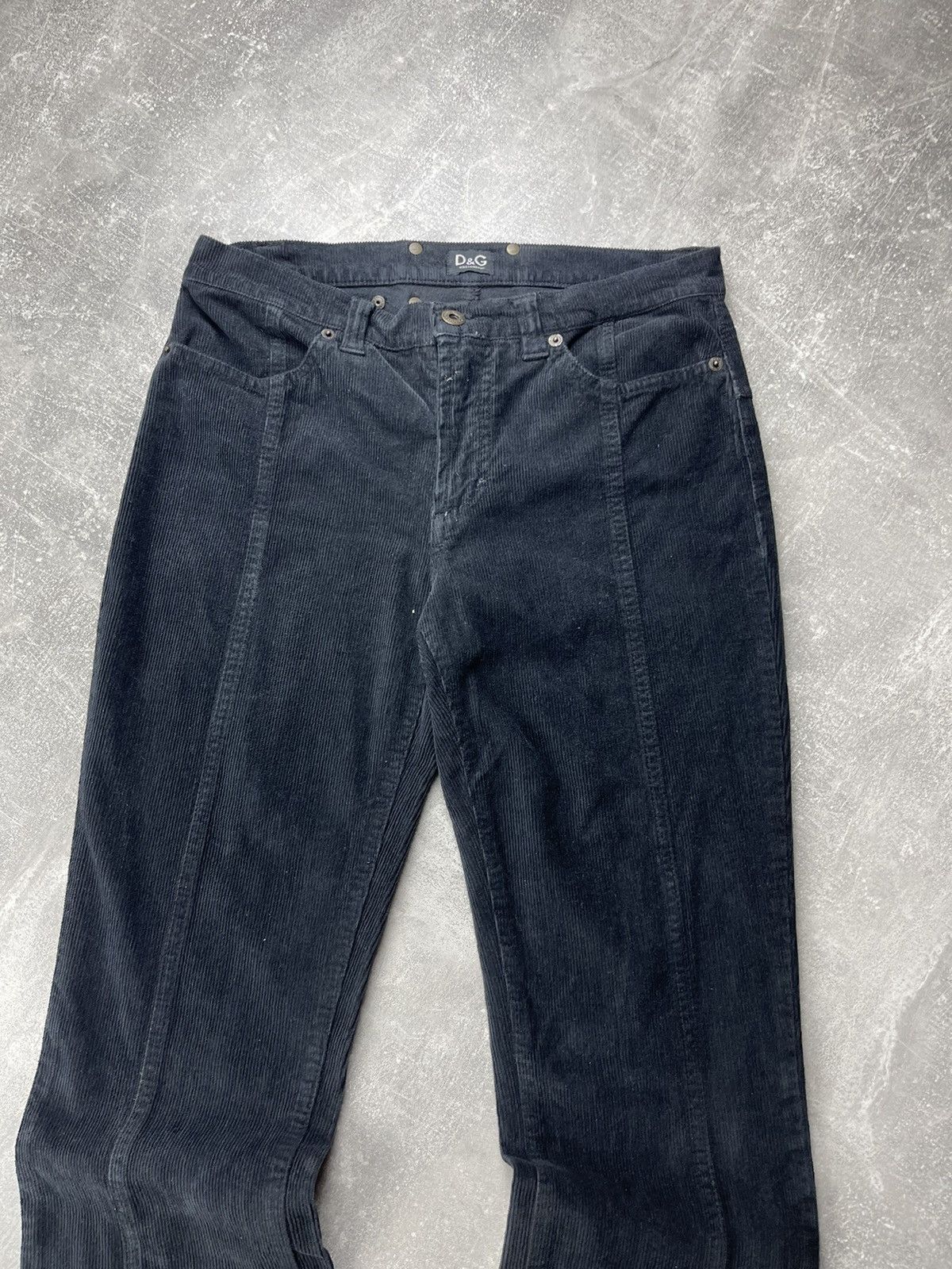 Dolce & Gabbana × Vintage Dolce & Gabbana Navy Blue Corduroy Logo Flared Pants Size 28" / US 6 / IT 42 - 9 Thumbnail