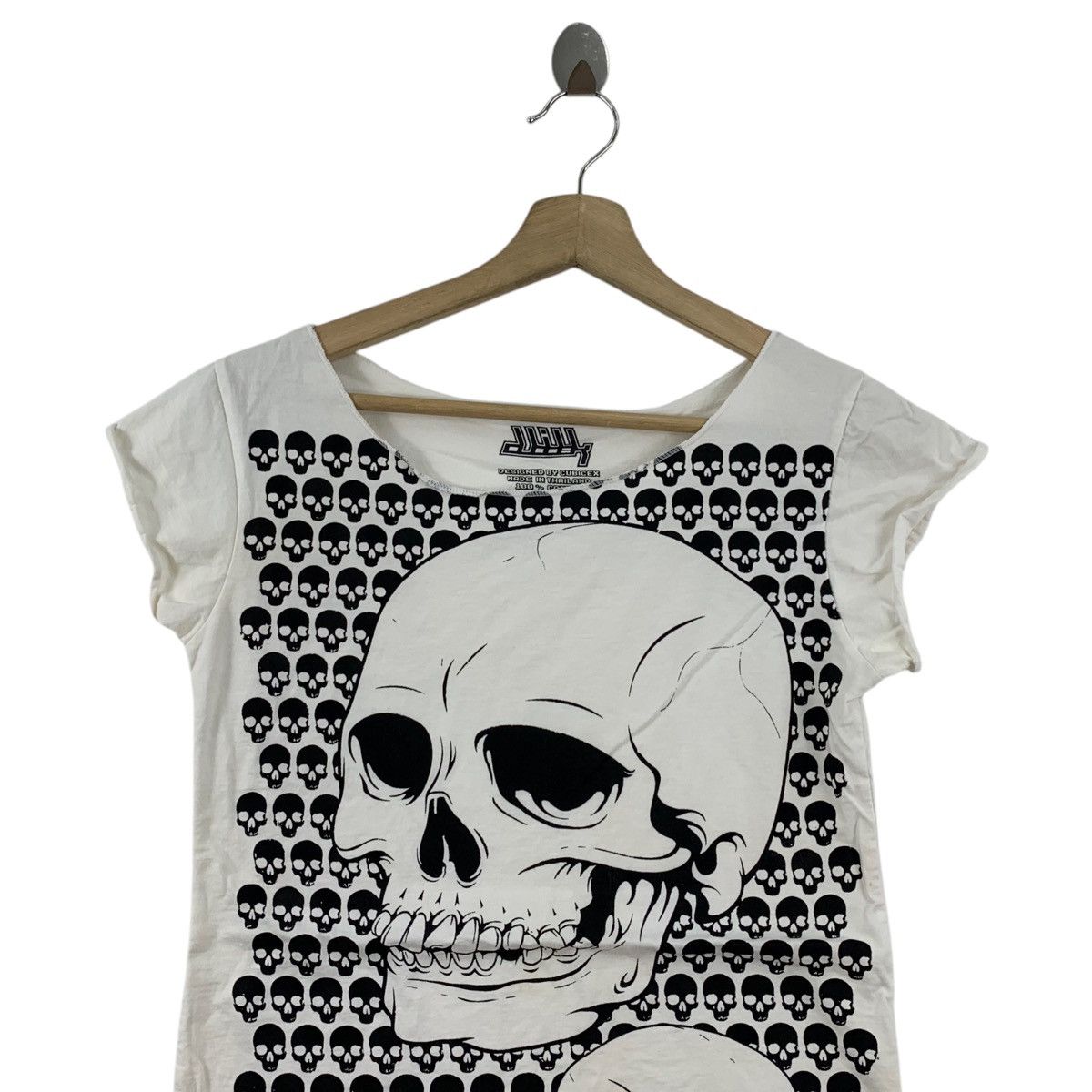 Other CUBICEX Skulls Print Design Short Sleeve White Blouse Size XS / US 0-2 / IT 36-38 - 2 Thumbnail