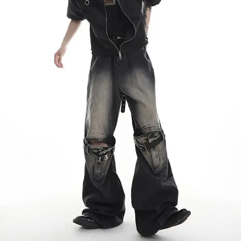 Japanese Brand Bell-bottomed jeans wide legs straight with a joint punk Size US 32 / EU 48 - 4 Thumbnail