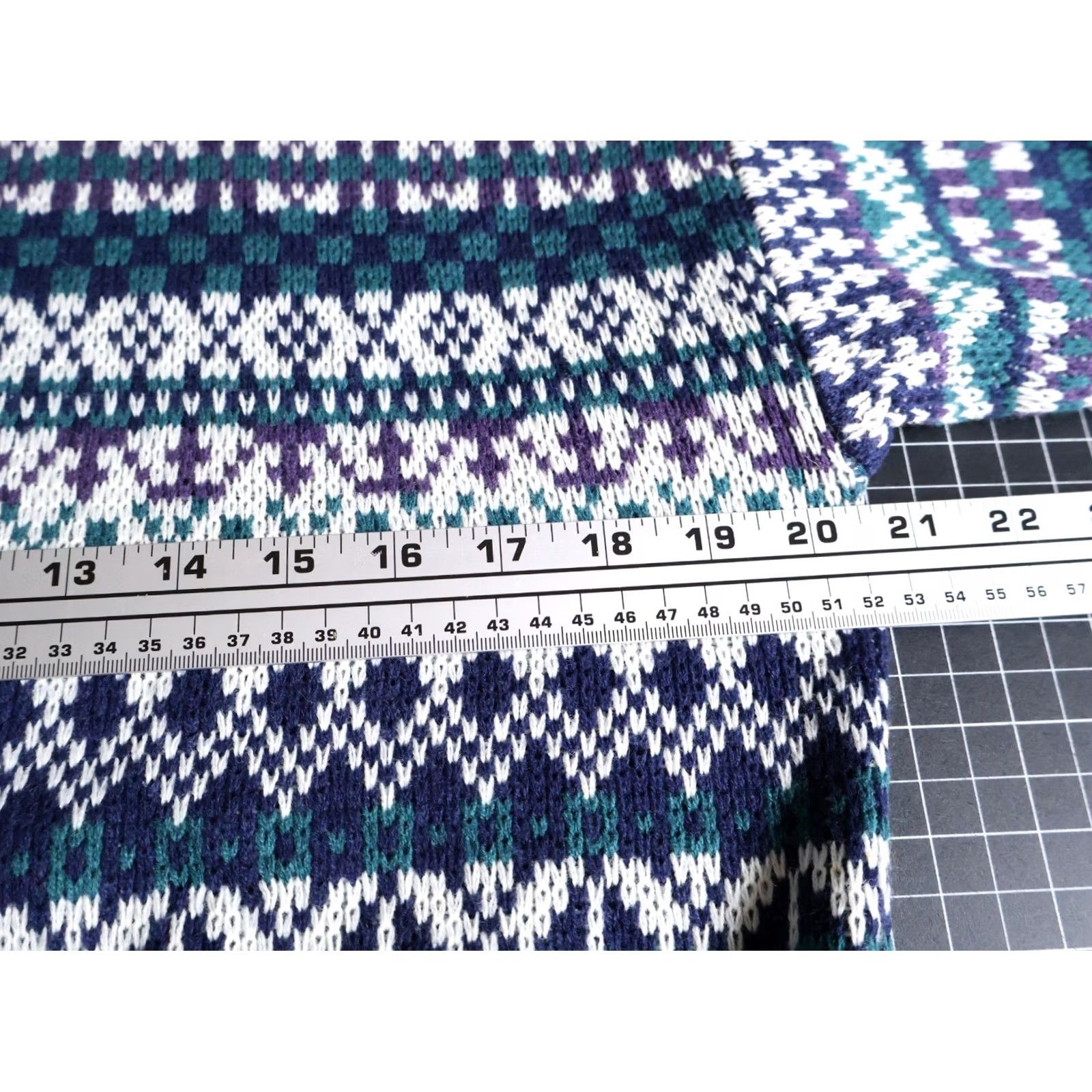 Vintage VINTAGE 90s Fair Isle Sweater Men's M Blue White Crewneck Windridge Pullover Knit Warm Casual Ski Retro Size US M / EU 48-50 / 2 - 6 Thumbnail