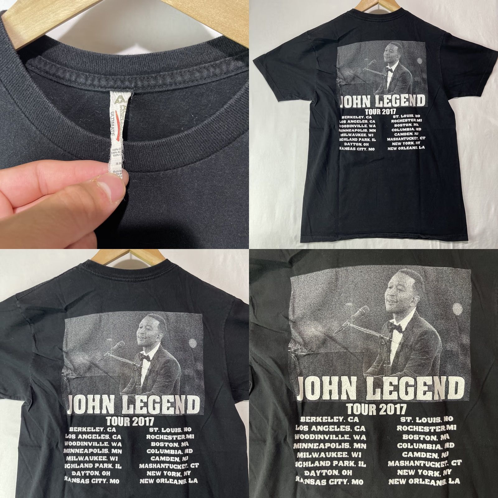 Vintage John Legend Shirt Mens Medium 2017 World Tour Concert Tee Black Cotton Logo Graphic Print Bands Boys Mens Size US M / EU 48-50 / 2 - 8 Thumbnail