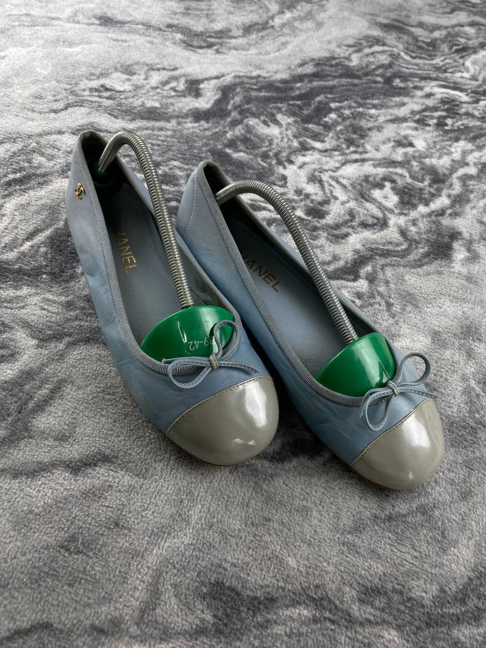 Chanel Leather Ballet Flats Women 38 Blue, Women's