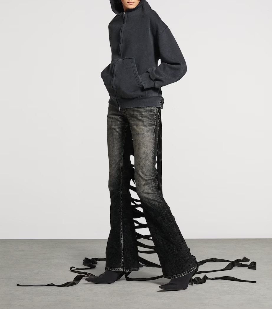 Balenciaga o1tr1nto0526 Lace-Up Zip-Up Hoodie in Faded Black Size L / US 10 / IT 46 - 4 Thumbnail