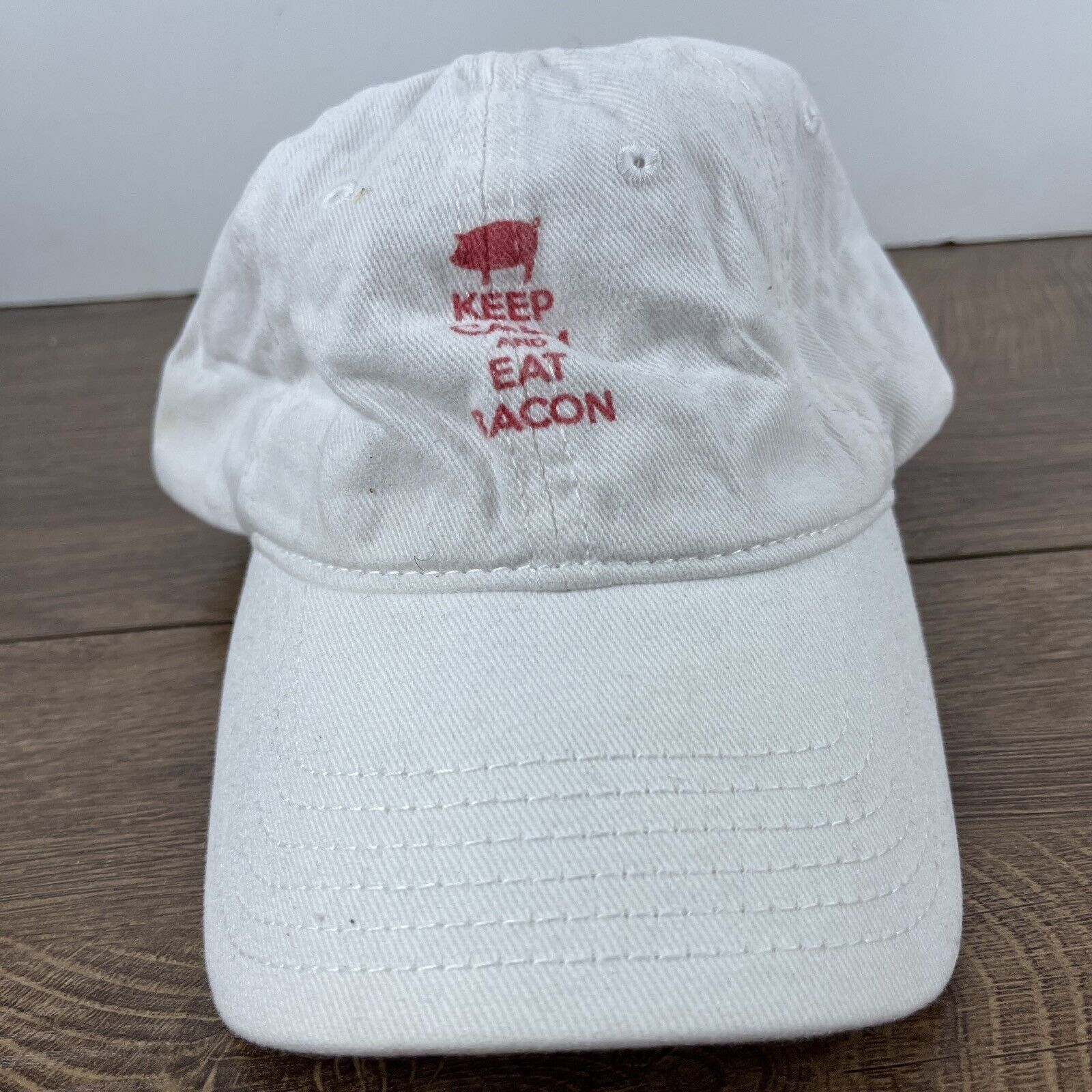 Other Keep Calm Eat Bacon Hat Eat Bacon Hat White Hat Adjustable W Size ONE SIZE - 4 Thumbnail