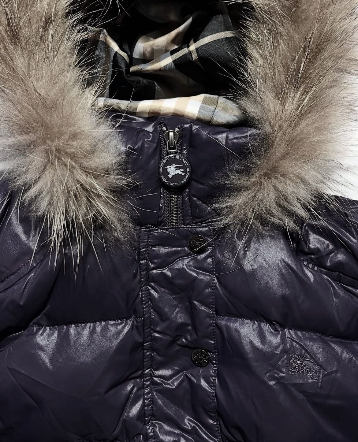 Burberry BURBERRY BLUE LABEL 2000 REAL FUR NOVA CHECK PURPLE PUFFER Size M / US 6-8 / IT 42-44 - 4 Thumbnail