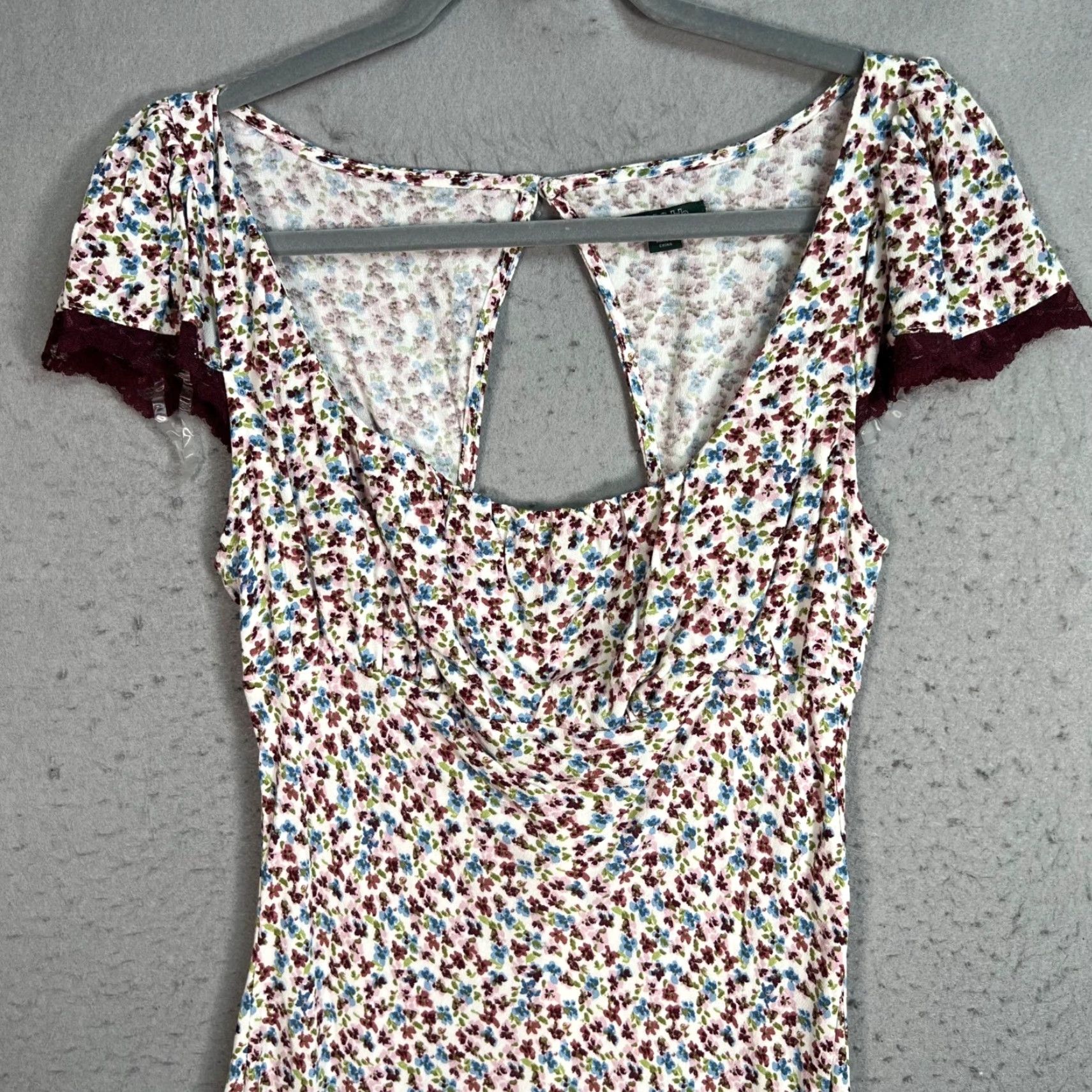 Vintage Wild Fable Dress Small Floral Print Midi White w/ Keyhole Back Womens Size S / US 4 / IT 40 - 5 Thumbnail