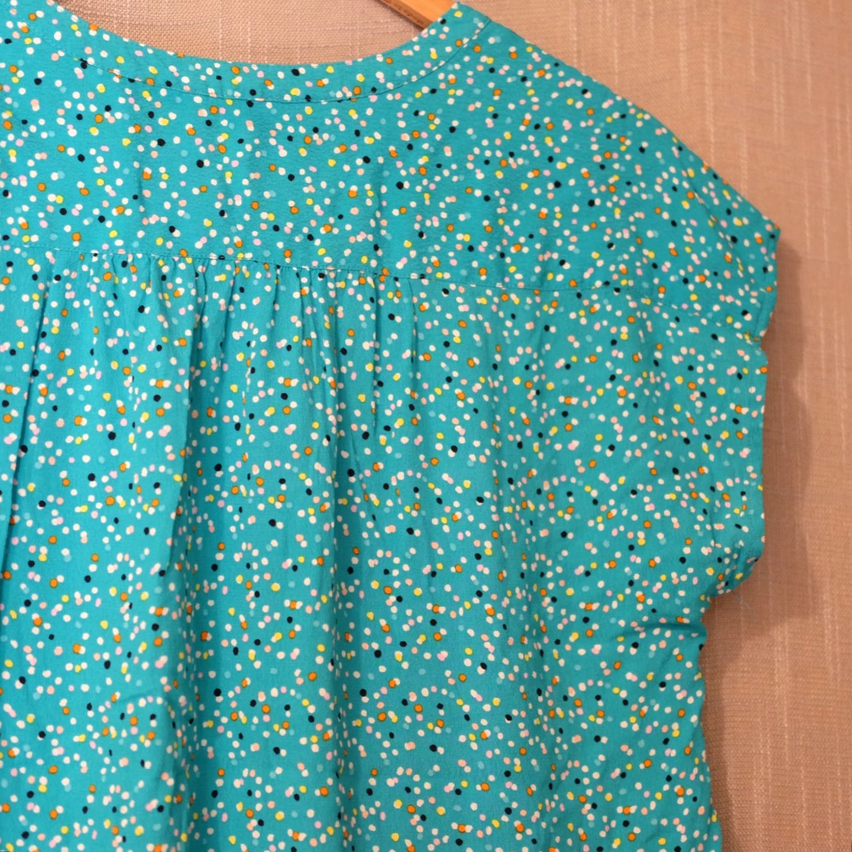 Vintage Nwot! Style & Co Short Sleeve Pullover Polka Dots Top Green Womens L Blouse Wear Casual Workwear 90s? Size L / US 10 / IT 46 - 7 Thumbnail