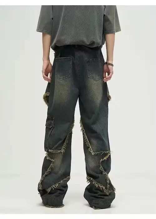 Japanese Brand × Jean Star Patch Hombre Distressed Baggy Jean Pant Size US 32 / EU 48 - 6 Thumbnail