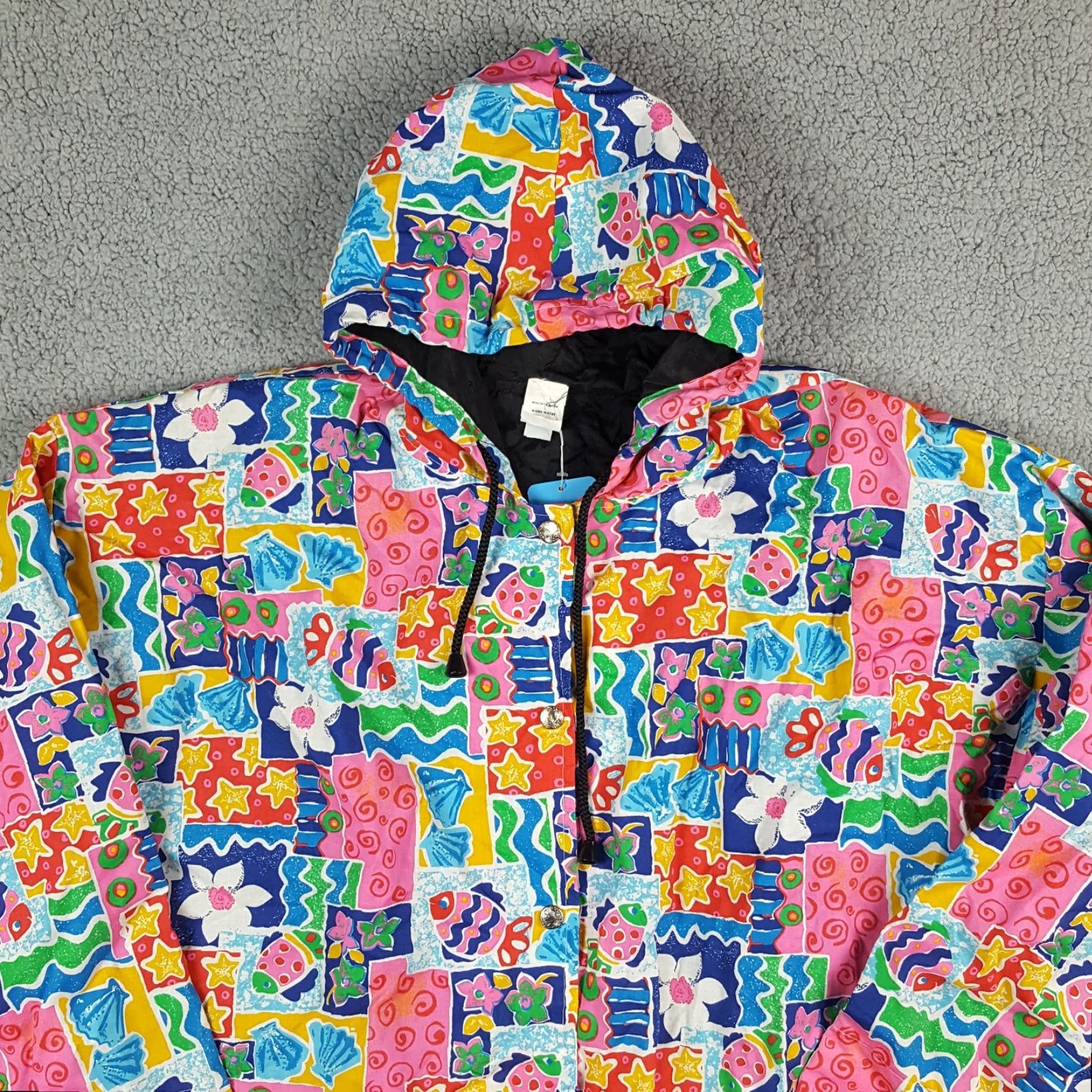 Etro Vintage 80s Tropical Fish Retro Art Hooded Women's Medium Button Up Jacket AOP Size M / US 6-8 / IT 42-44 - 2 Thumbnail