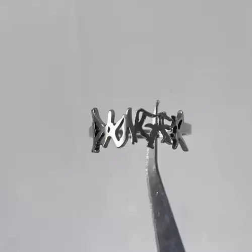 Jewelry × Vintage Vintage Danger Ring Spike Graffiti Goth Punk Rock Jewelry Size ONE SIZE - 2 Thumbnail