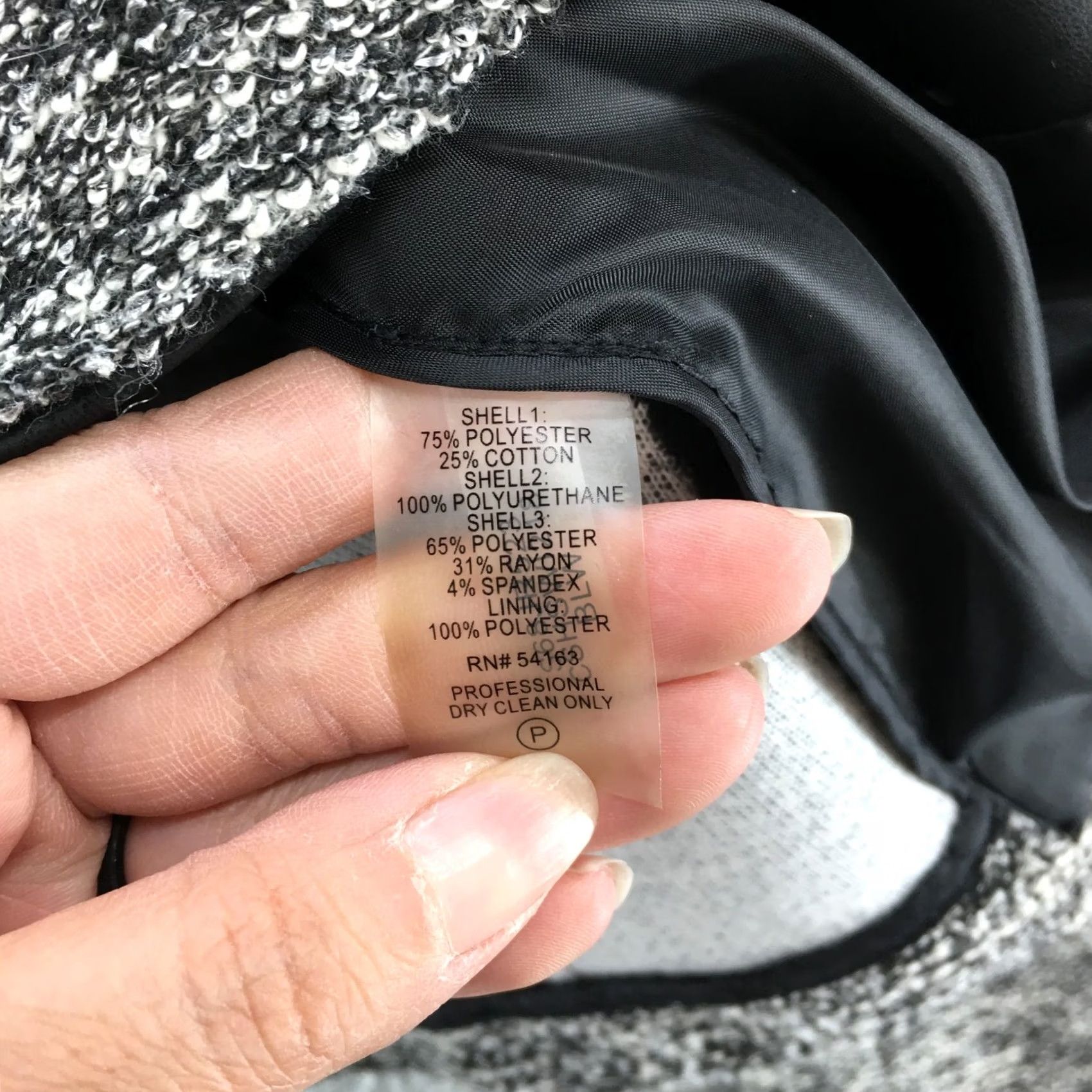 Calvin Klein Calvin Klein Moto Jacket Womens 6 Black White Asymmetric Zip Tweed Faux Leather Jacket Size M / US 6-8 / IT 42-44 - 7 Thumbnail