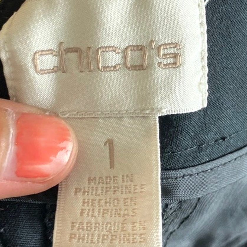 Vintage Chicos Womens Pants Black White Striped Cropped Straight Ankle Stretch 1 (M) Size 32" / US 10 / IT 46 - 5 Thumbnail