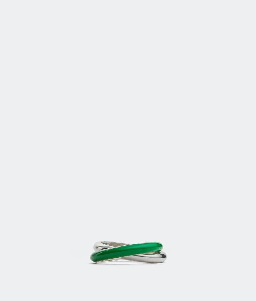 Bottega Veneta o1n1vont0325 Size: OS / Essentials Ring in Silver/Green Size ONE SIZE - 2 Thumbnail