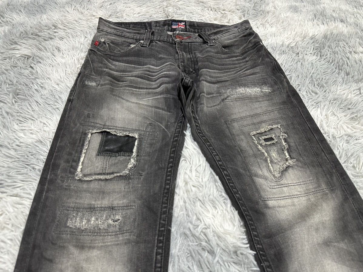 Number (N)ine 🔥Sick Y2K RPT Rupert Leather Patchwork Denim Distressed Size US 30 / EU 46 - 2 Thumbnail