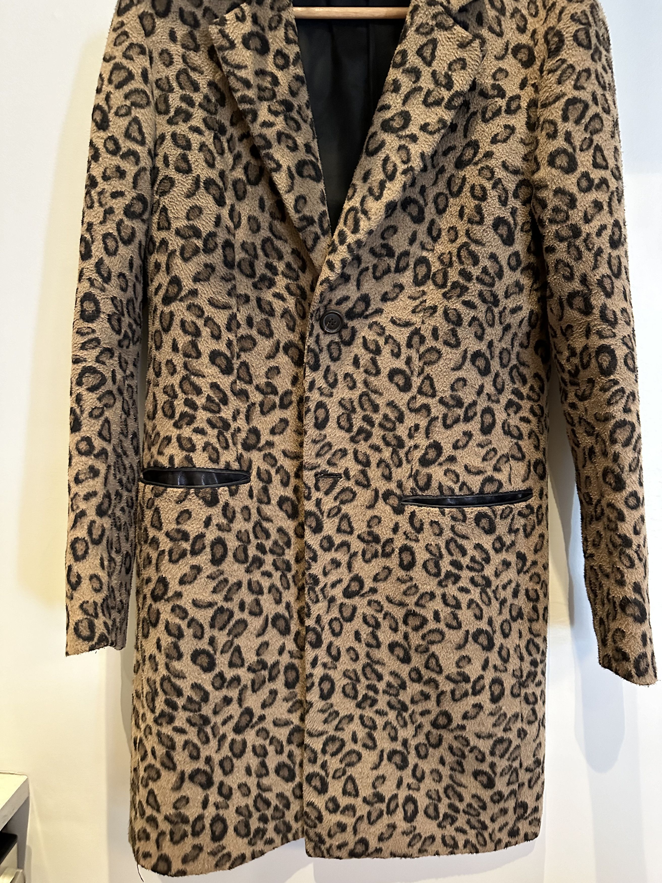 image of Nick Grimshaw For Topman Leopard Coat, Men's (Size Medium)