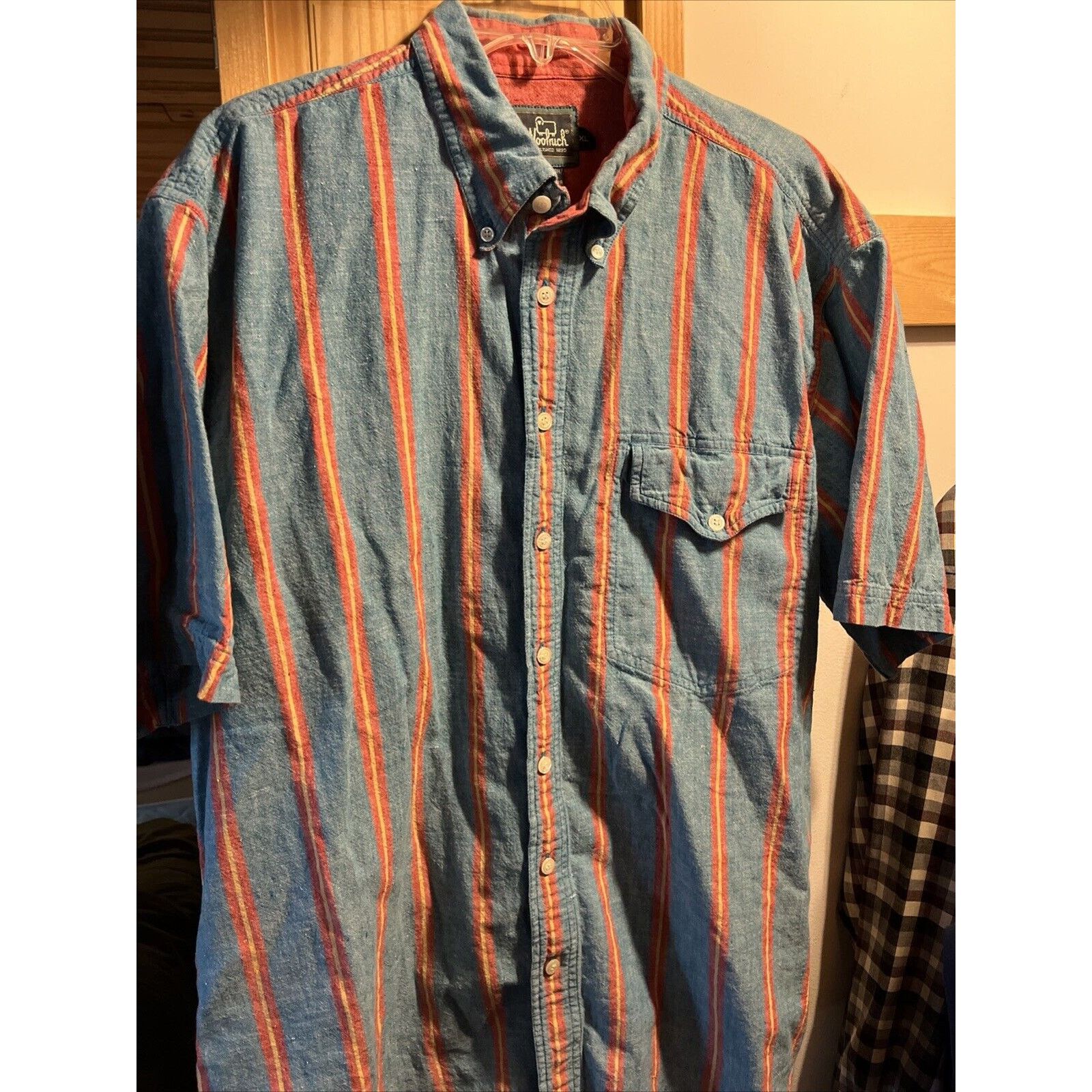 Woolrich Woolen Mills Woolrich VTG Shirt Mens XL blue Red striped button outdoors Size US XL / EU 56 / 4 - 6 Thumbnail