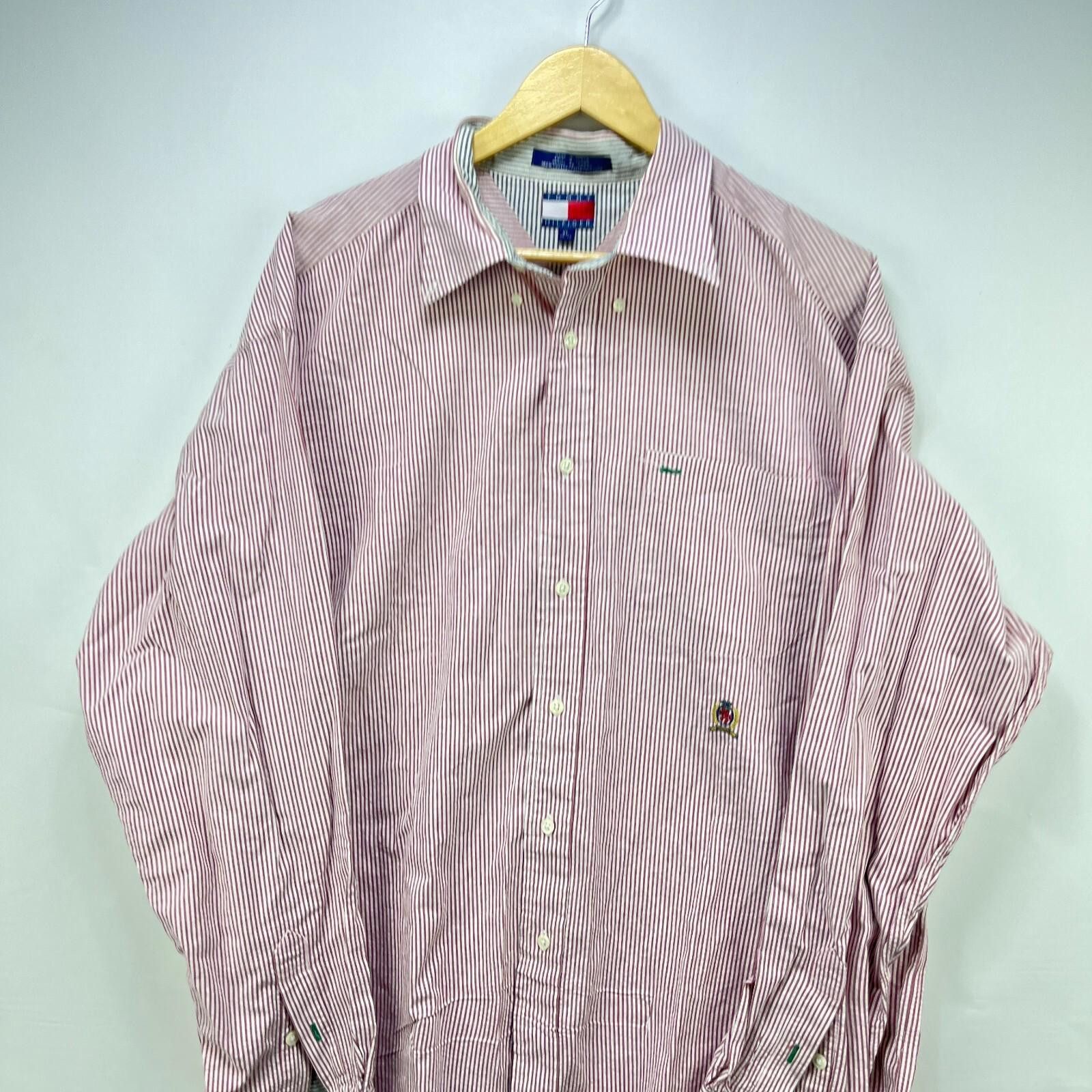 Tommy Hilfiger Vintage 90s Tommy Hilfiger Crest Button Up Shirt Striped XL Size US XL / EU 56 / 4 - 2 Thumbnail